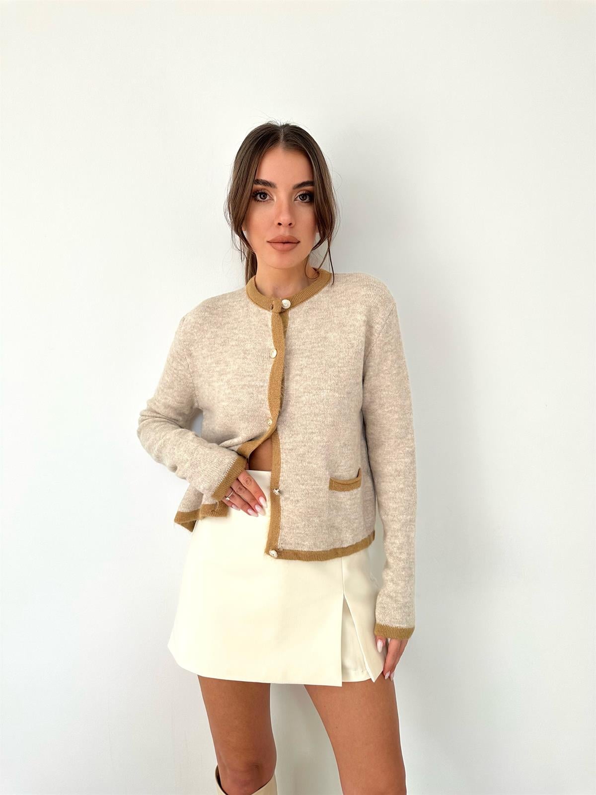 Taba  Sıfır Yakalı Sakallı Hırka