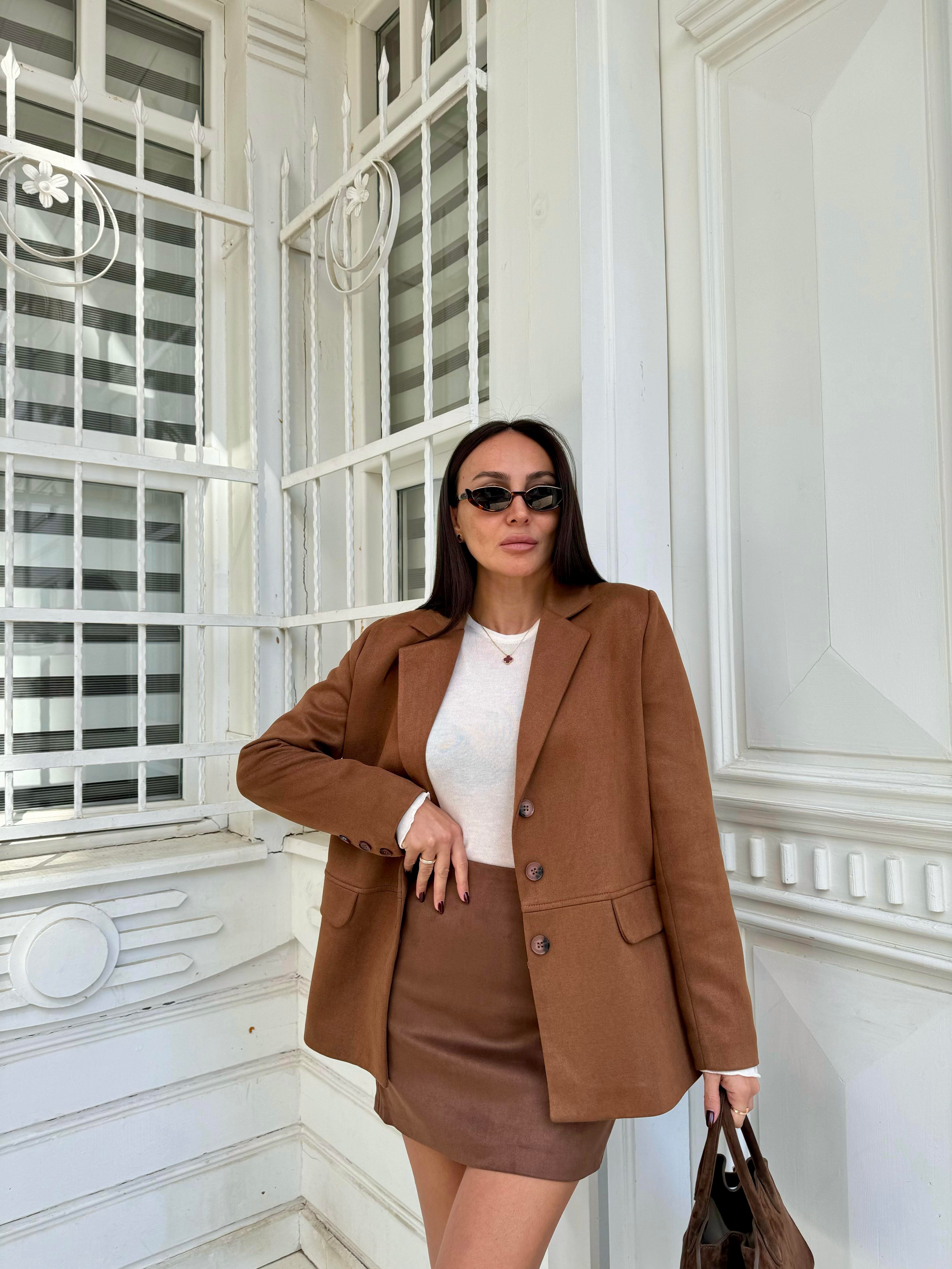 Taba Üç Düğmeli Blazer Ceket