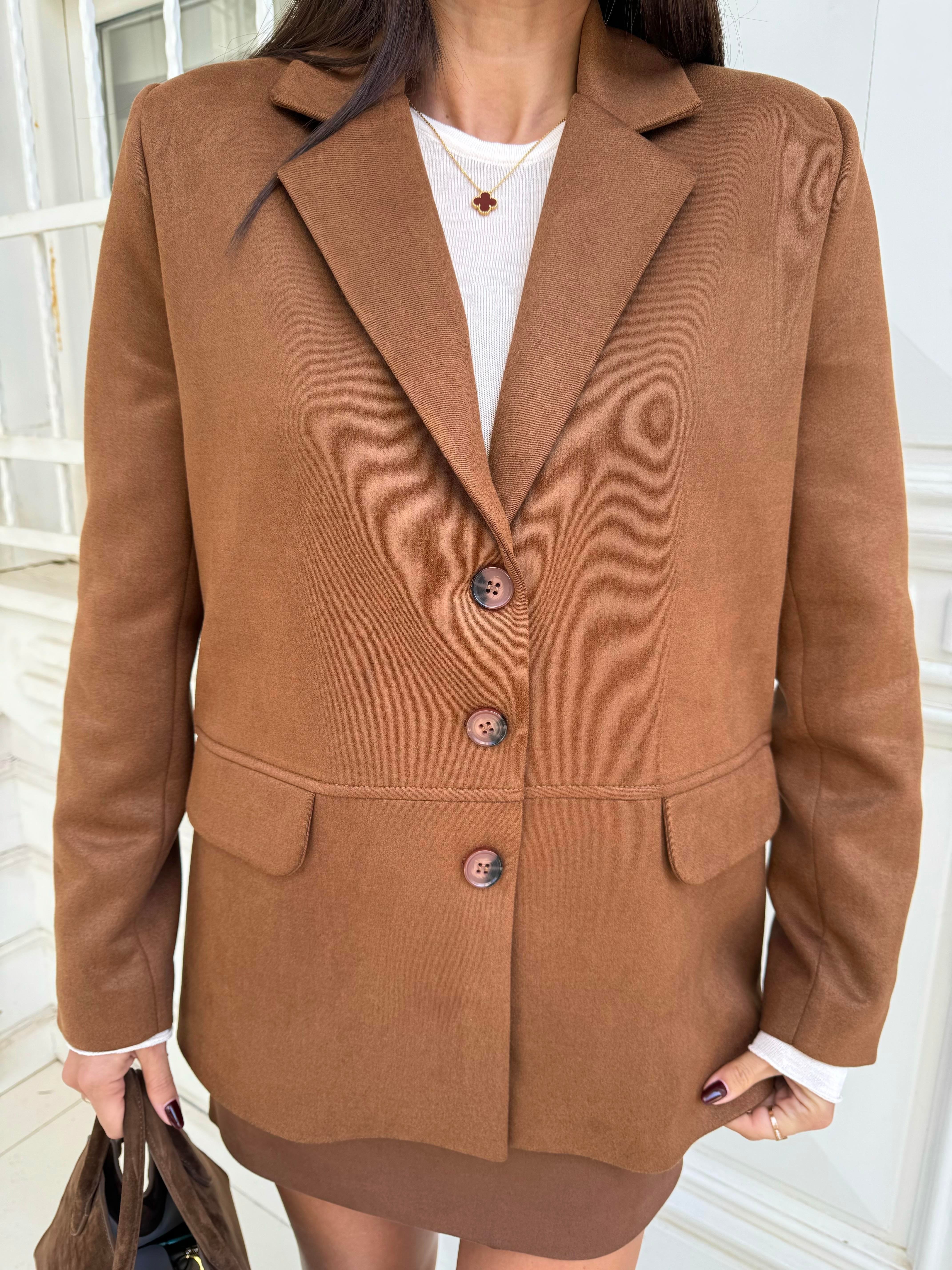 Taba Üç Düğmeli Blazer Ceket