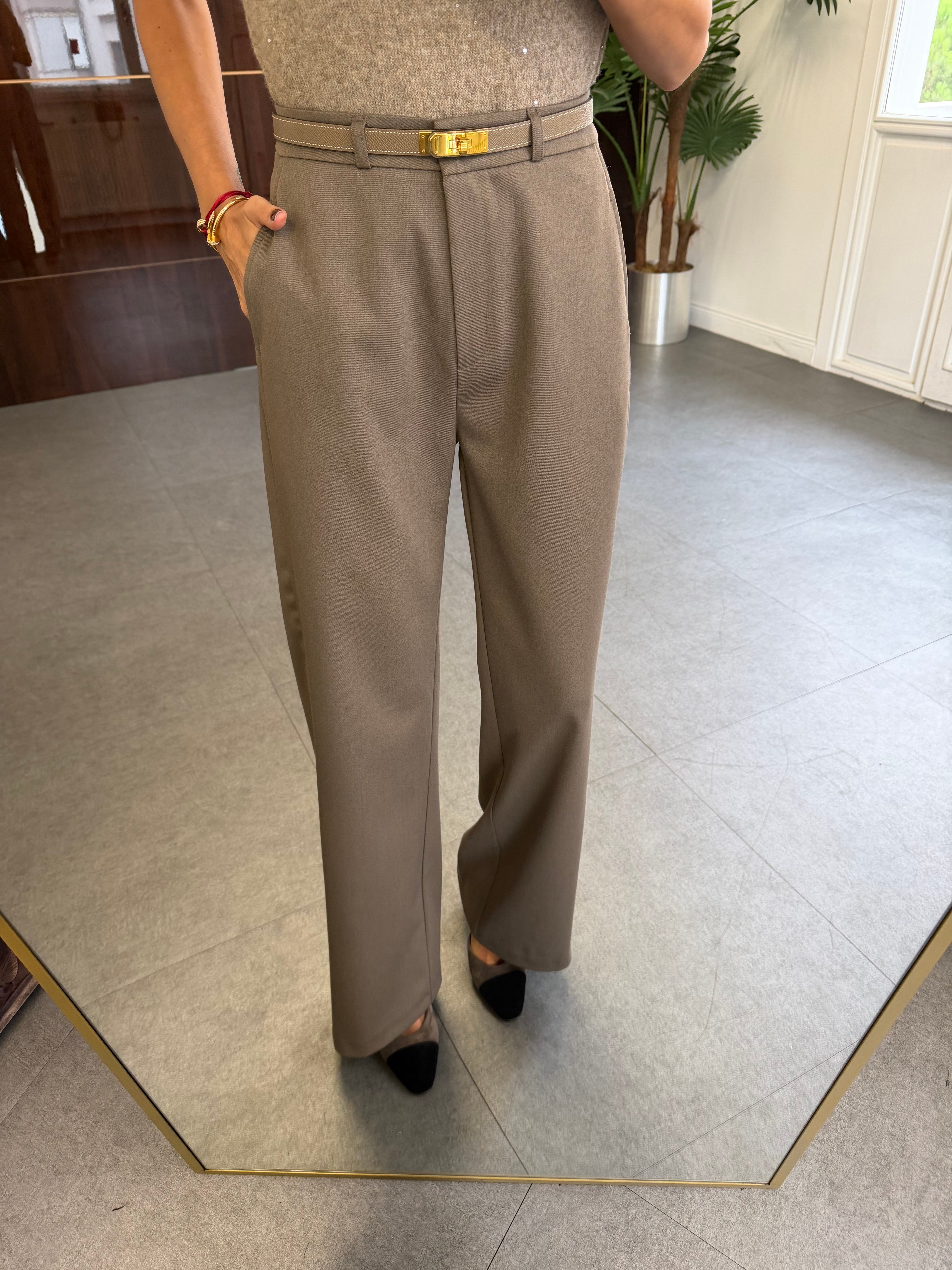 Vizon Kancalı Wide Leg Kumaş Pantolon