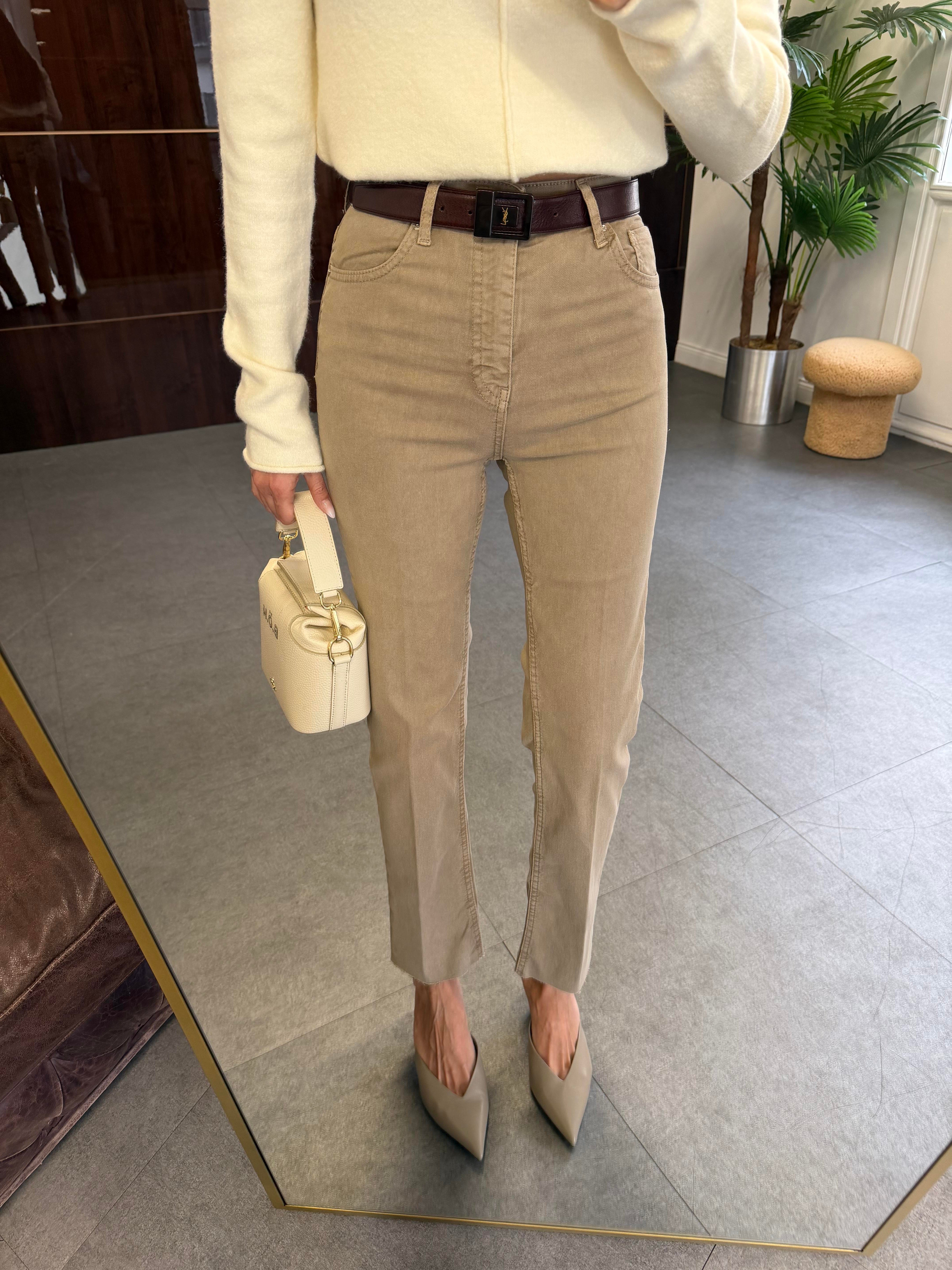 Vizon Kesik Paça Straight Jean Pantolon