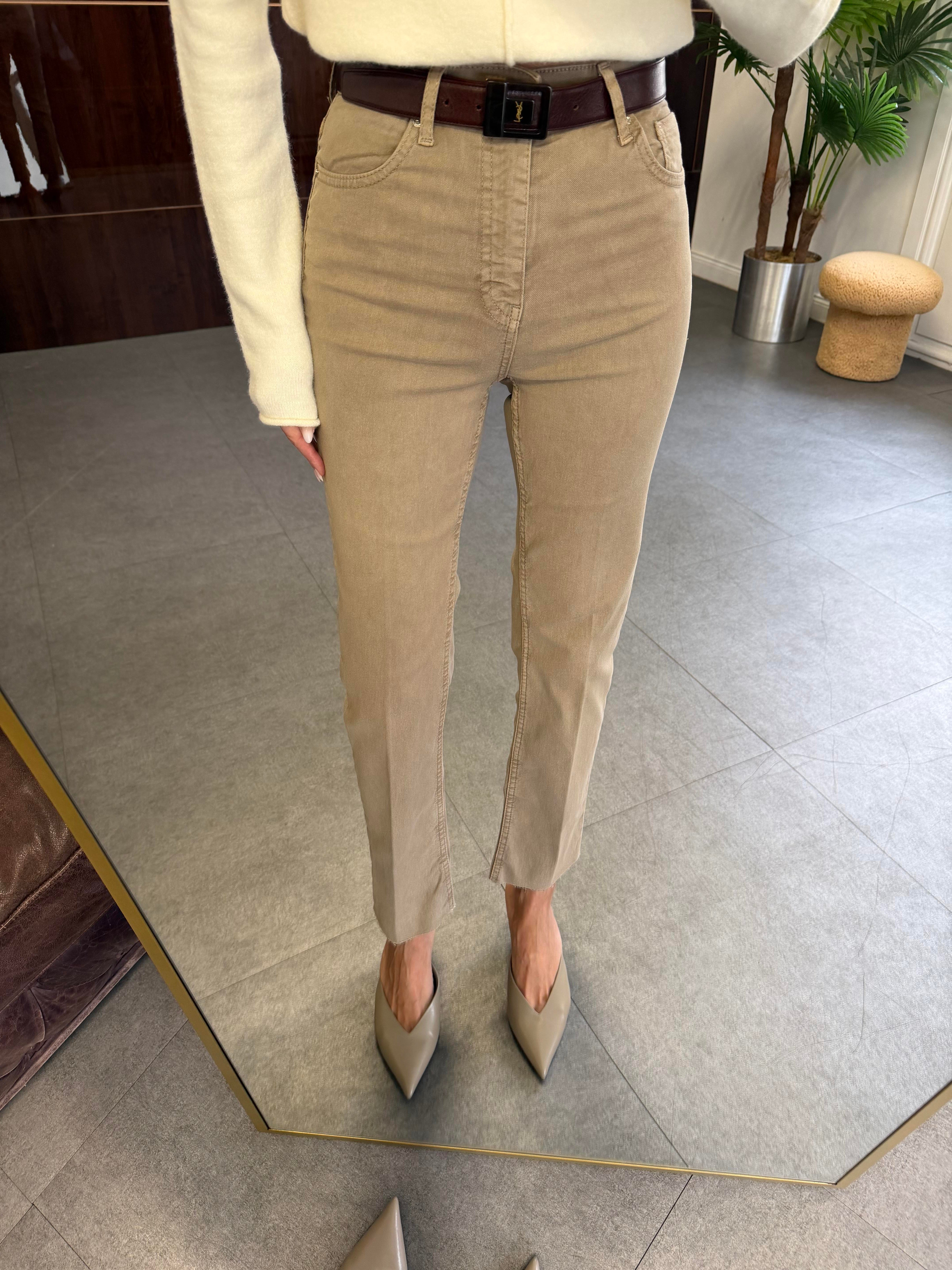 Vizon Kesik Paça Straight Jean Pantolon