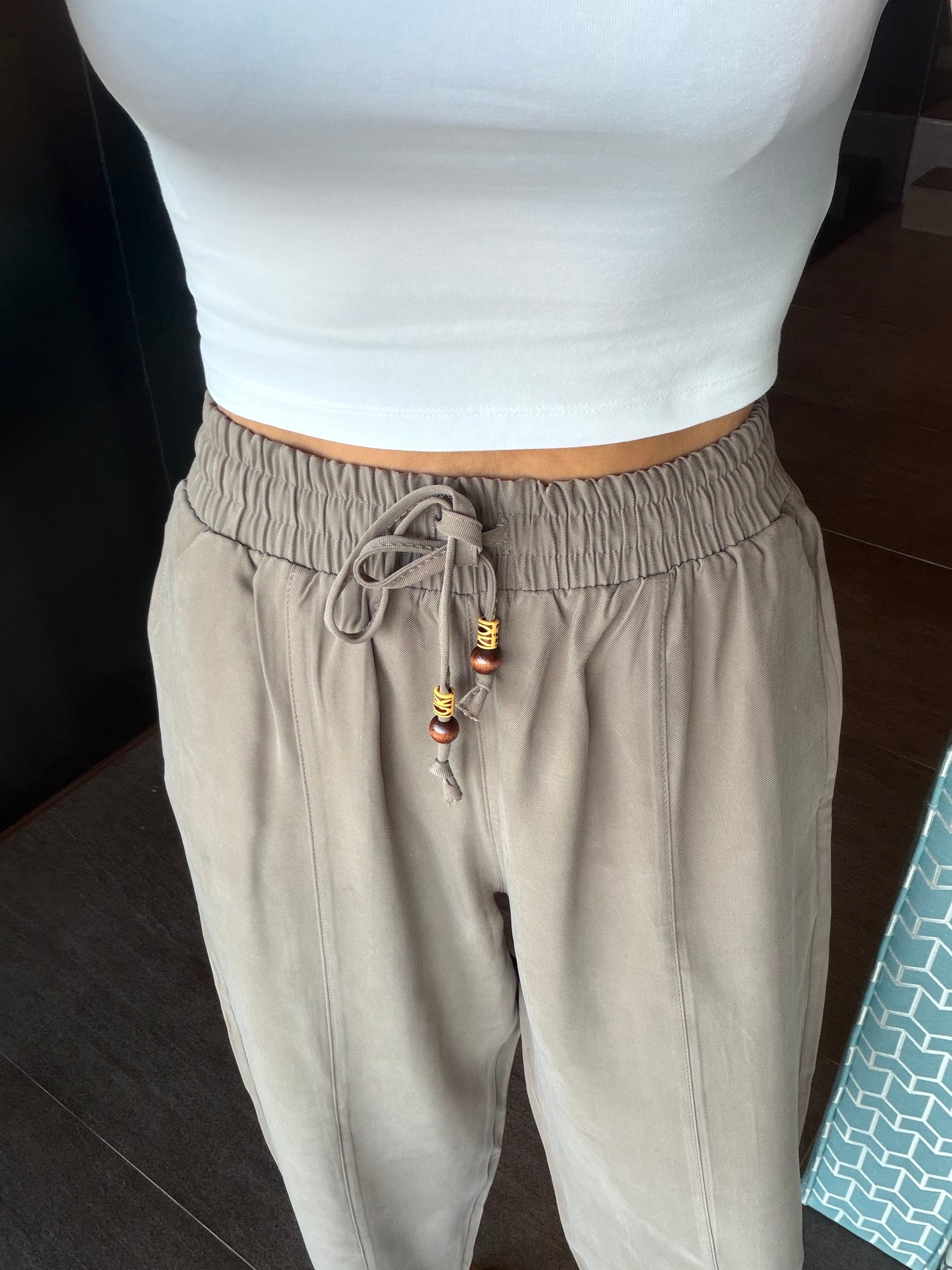 Vizon Tencel Bağcıklı Kumaş Pantolon