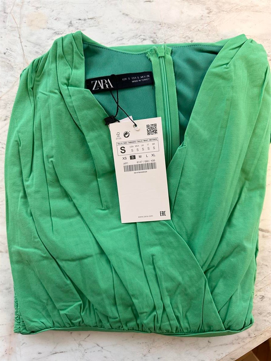 Yeşil  Karpuz Kol Mini Elbise