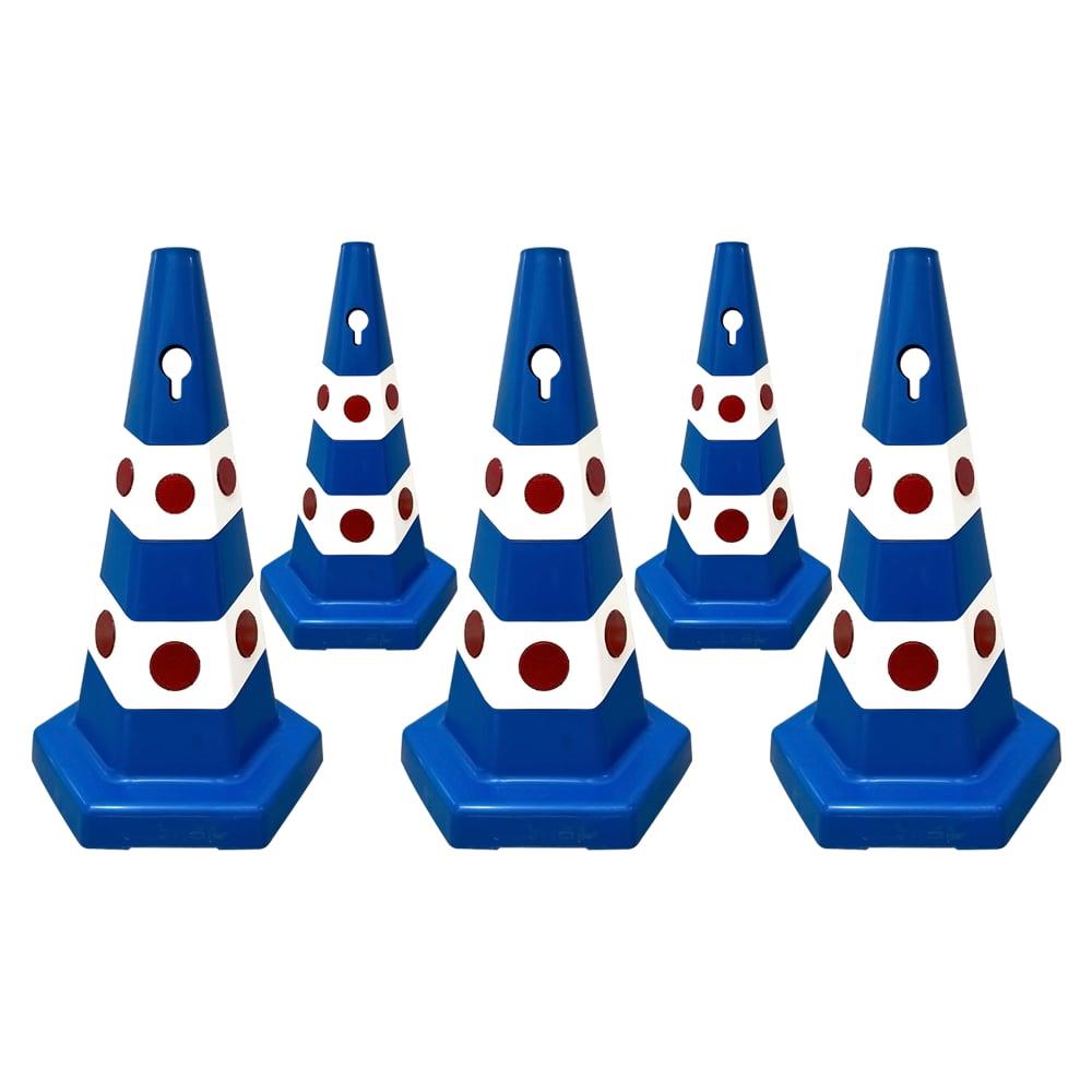 5 Adet Kedi Gözlü Altıgen Trafik Konisi 65 cm Trafik Dubası Seti