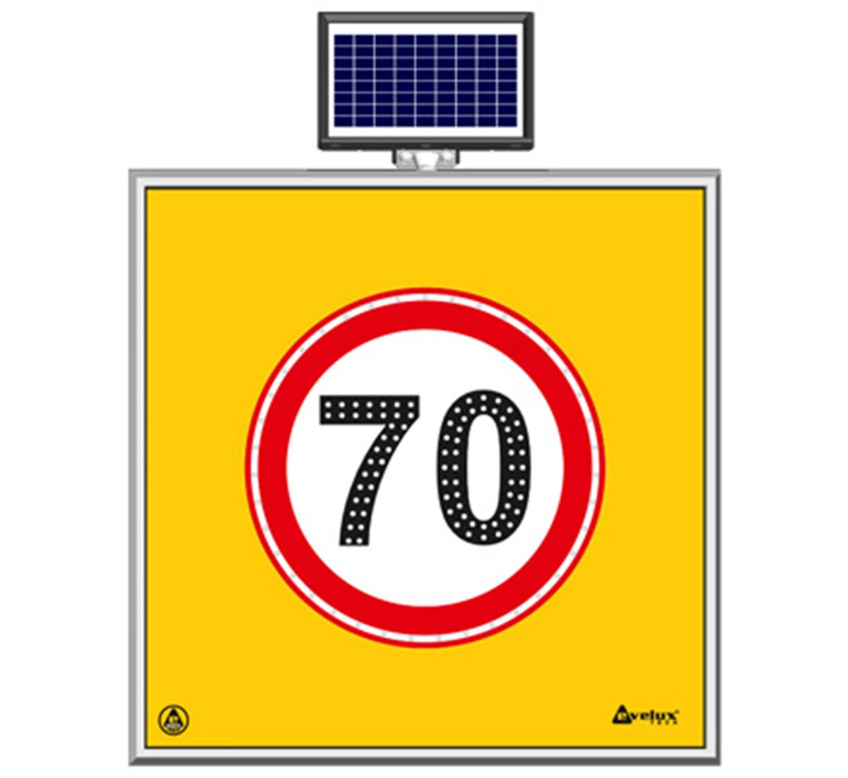 Güneş Enerjili Ledli Azami Sınırı Levhası 70 km 100 x 100 cm