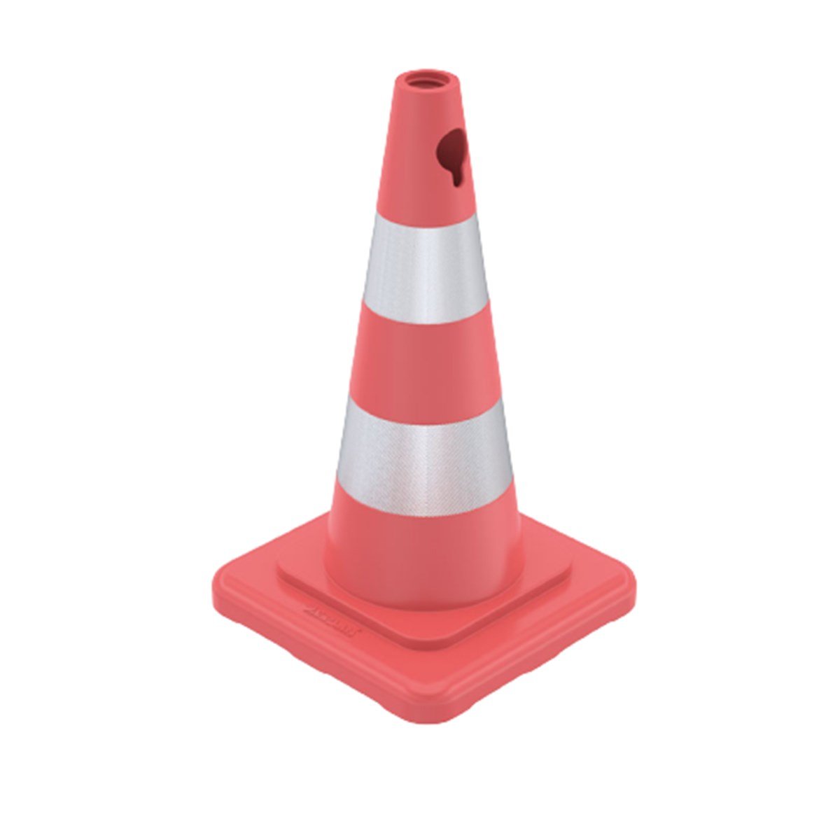 PVC TRAFİK KONİSİ 50 CM ÇİFT REFLEKTİFLİ KARE TABANLI