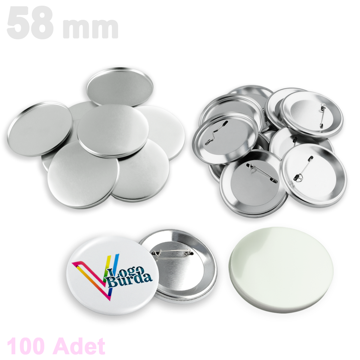 58 mm Buton Rozet SARF - 100 Adet
