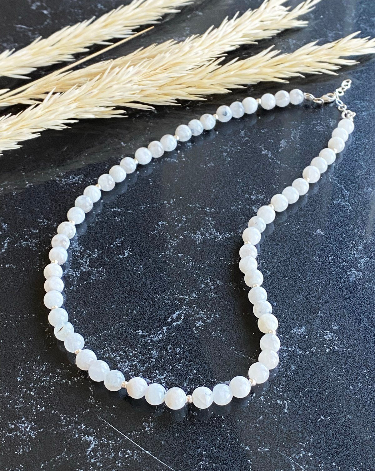 925 Ayar Gümüş Ay Taşı Kolye