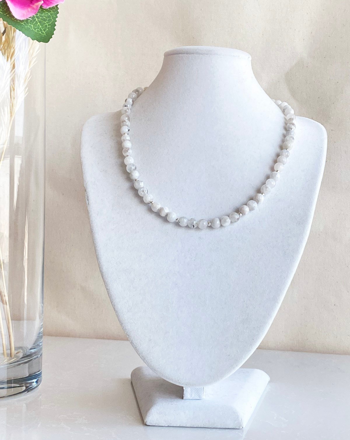 925 Ayar Gümüş Ay Taşı Kolye