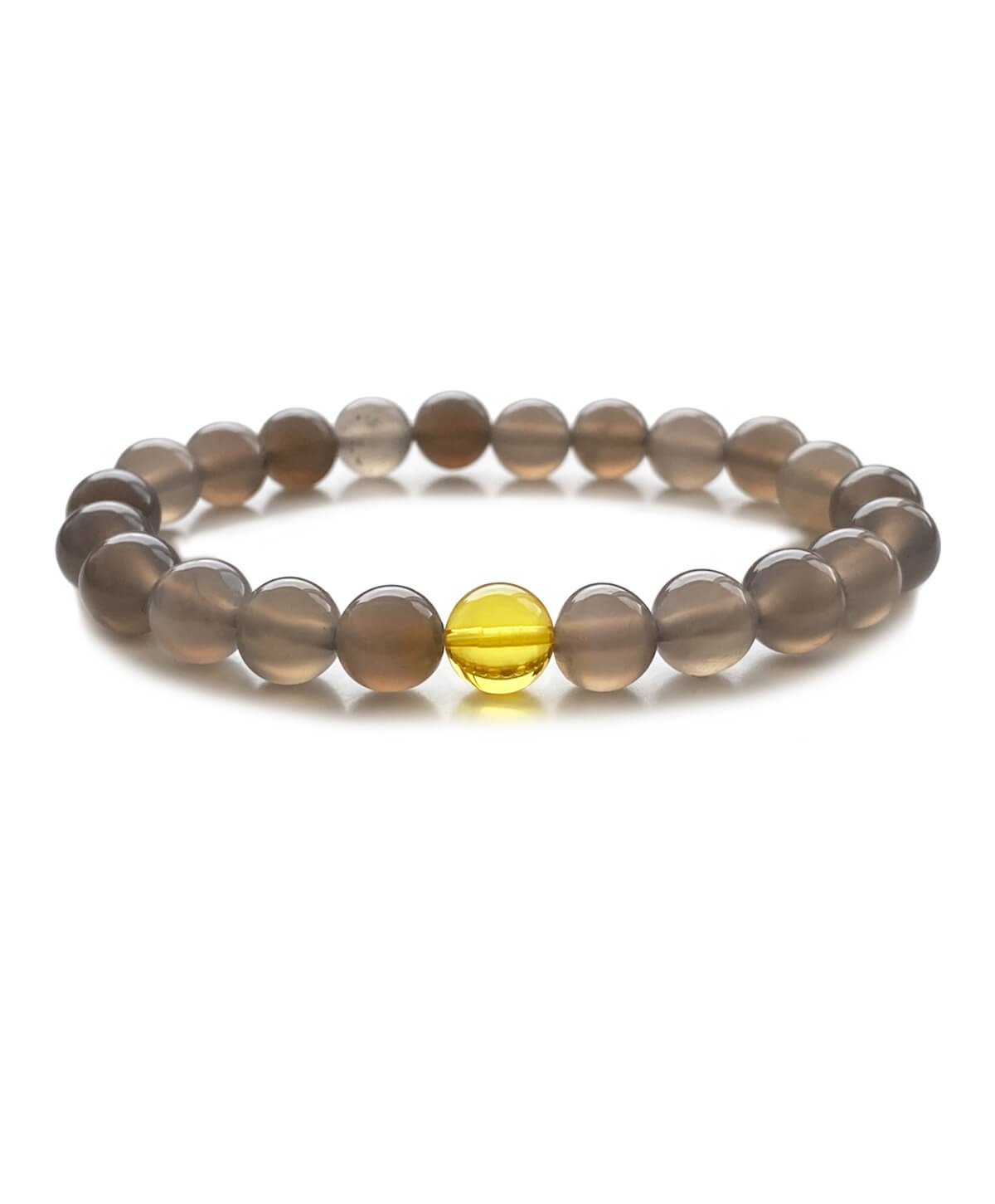 Akik Taşlı Limon Rengi Kehribar Bileklik