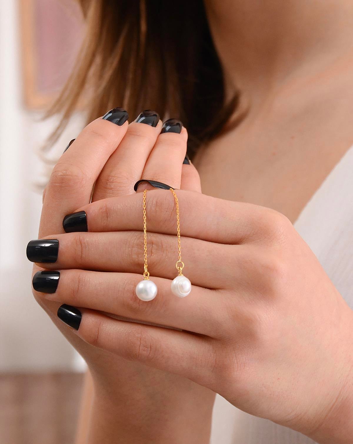 Altın Kaplama 925 Ayar Gümüş İnci Küpe