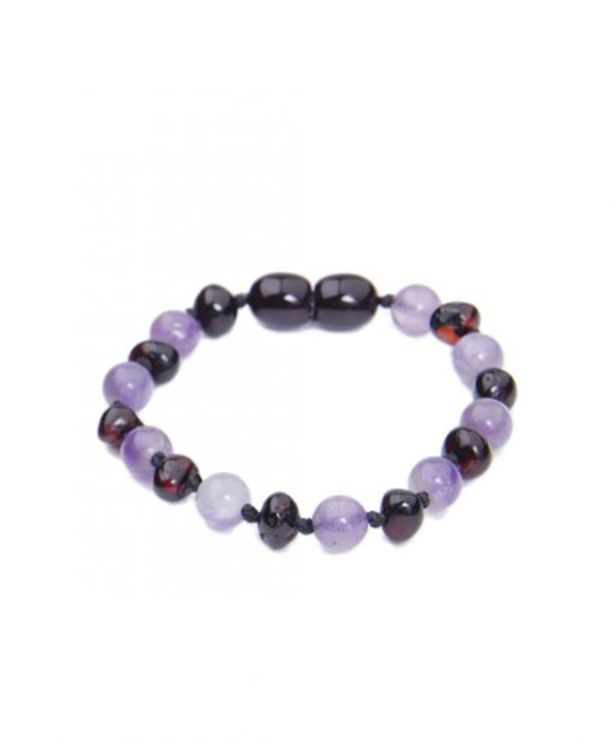 Ametist Taşlı Vişne Rengi Kehribar Bileklik