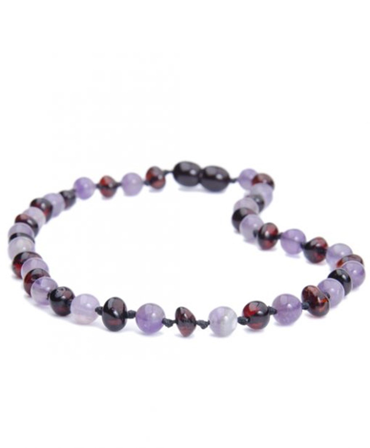 Ametist Taşlı Vişne Rengi Kehribar Kolyesi