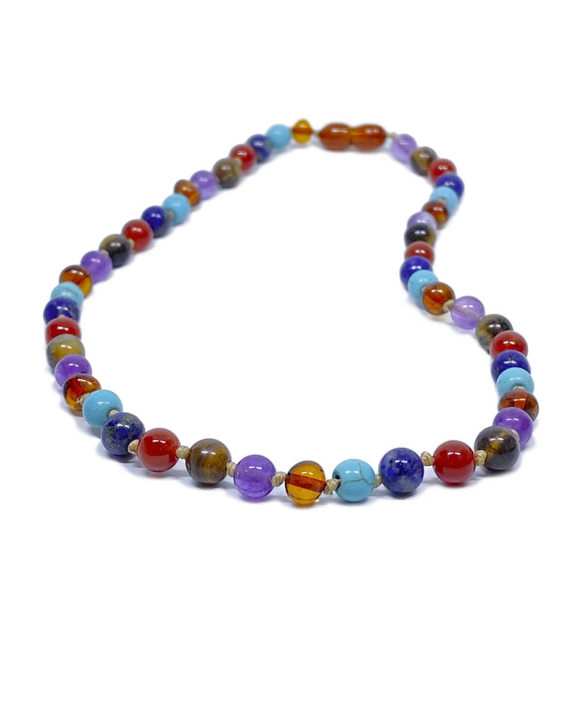 Ametist Turkuaz Akik Kaplangözü Lapis Karamel Rengi Kehribar Kolyesi