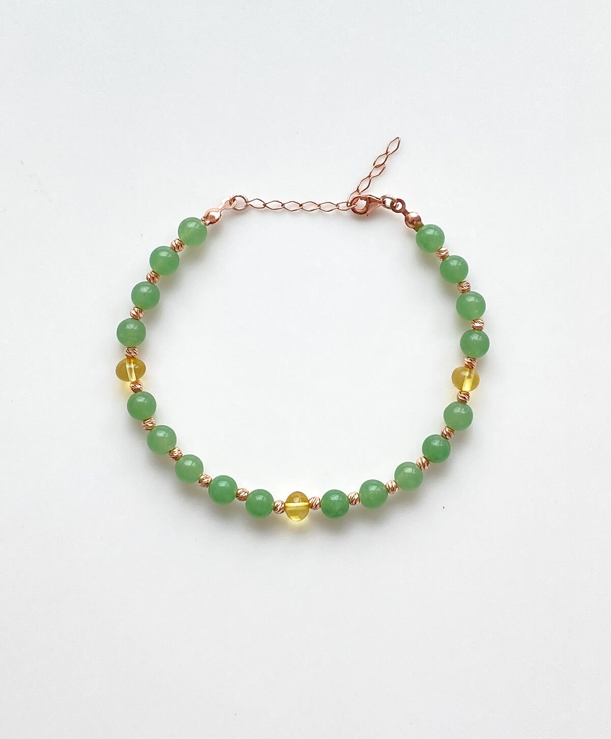 Aventurin Taşlı Limon Rengi Kehribar Bileklik