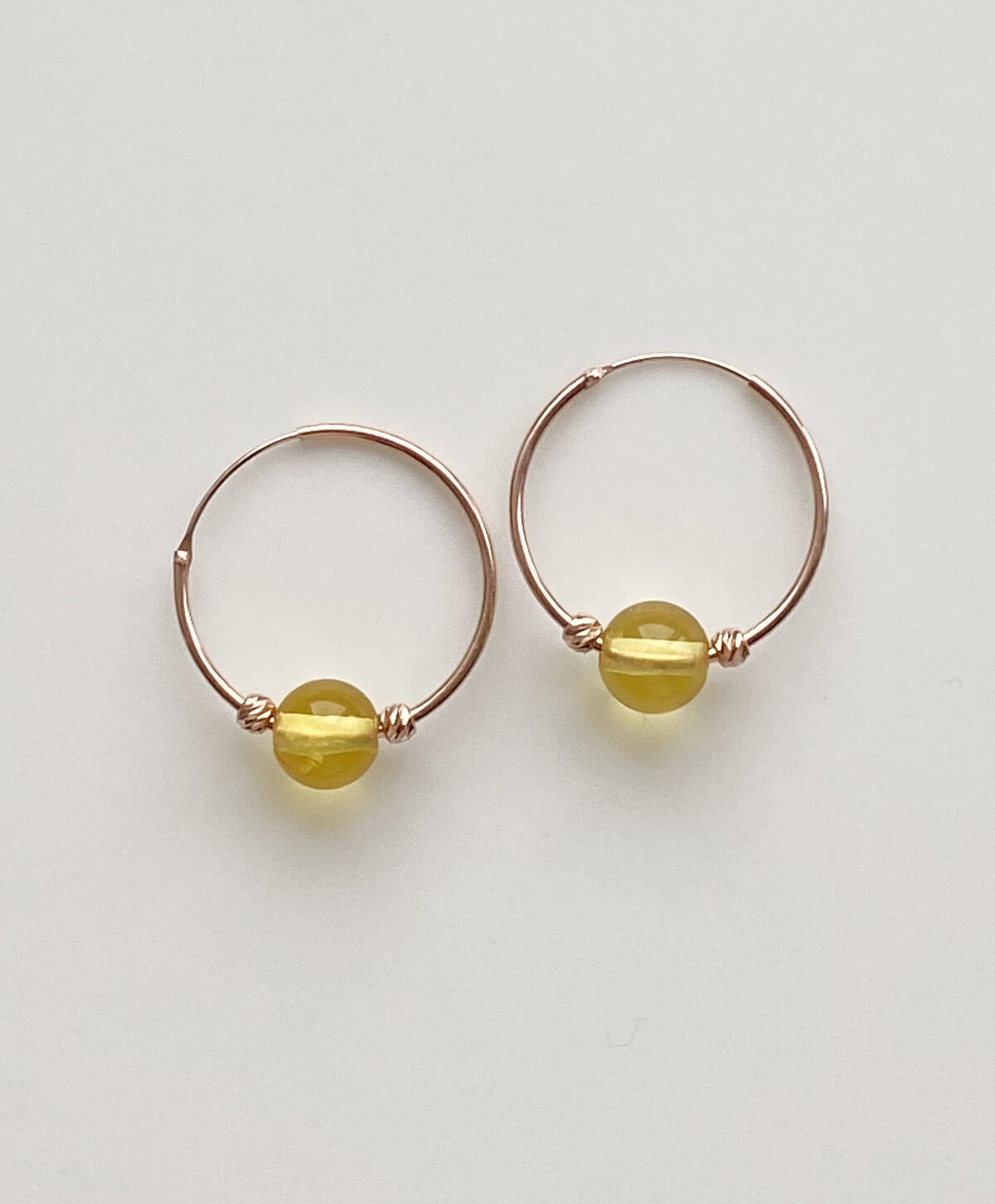 Bal Rengi Kehribar Halka Gümüş Küpe