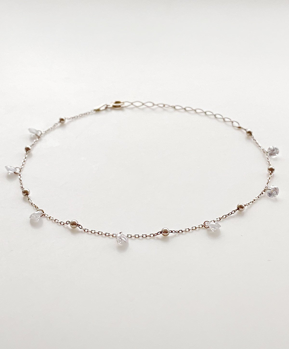 Beyaz Taşlı Top Detaylı Gümüş Halhal