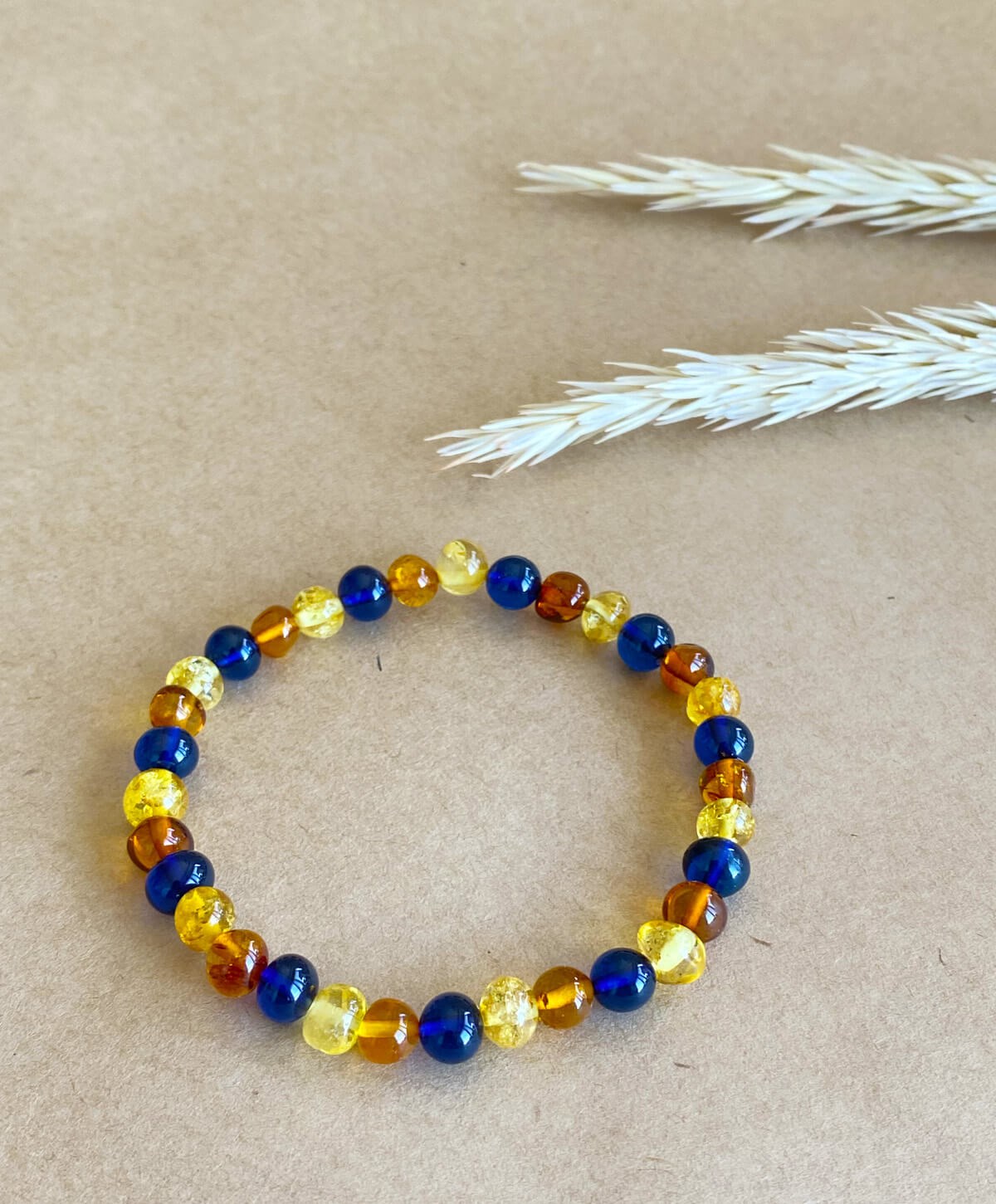 Dominik Mavisi Çok Renkli Anne Kehribar Bileklik