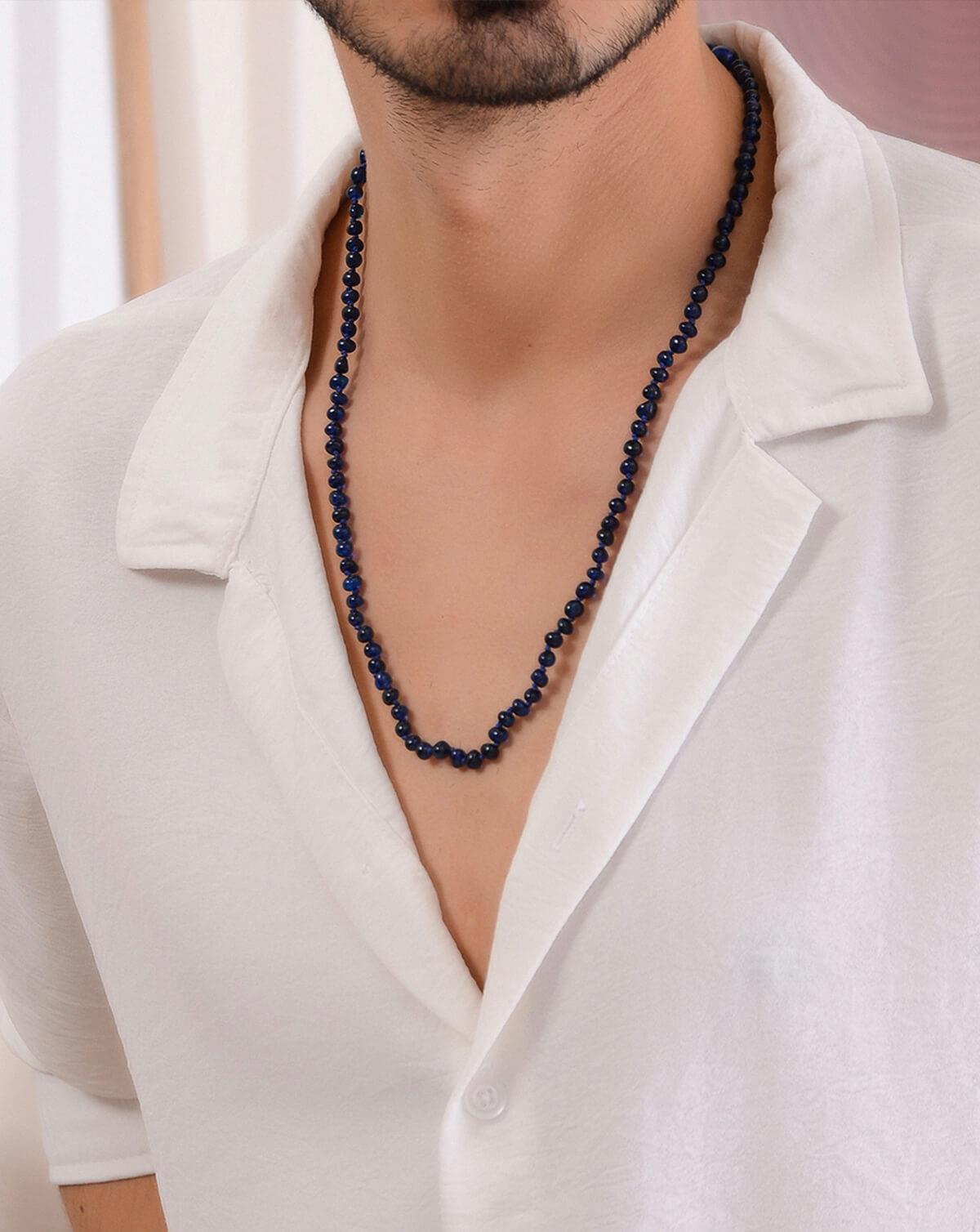 Erkek Mavi Kehribar Kolye