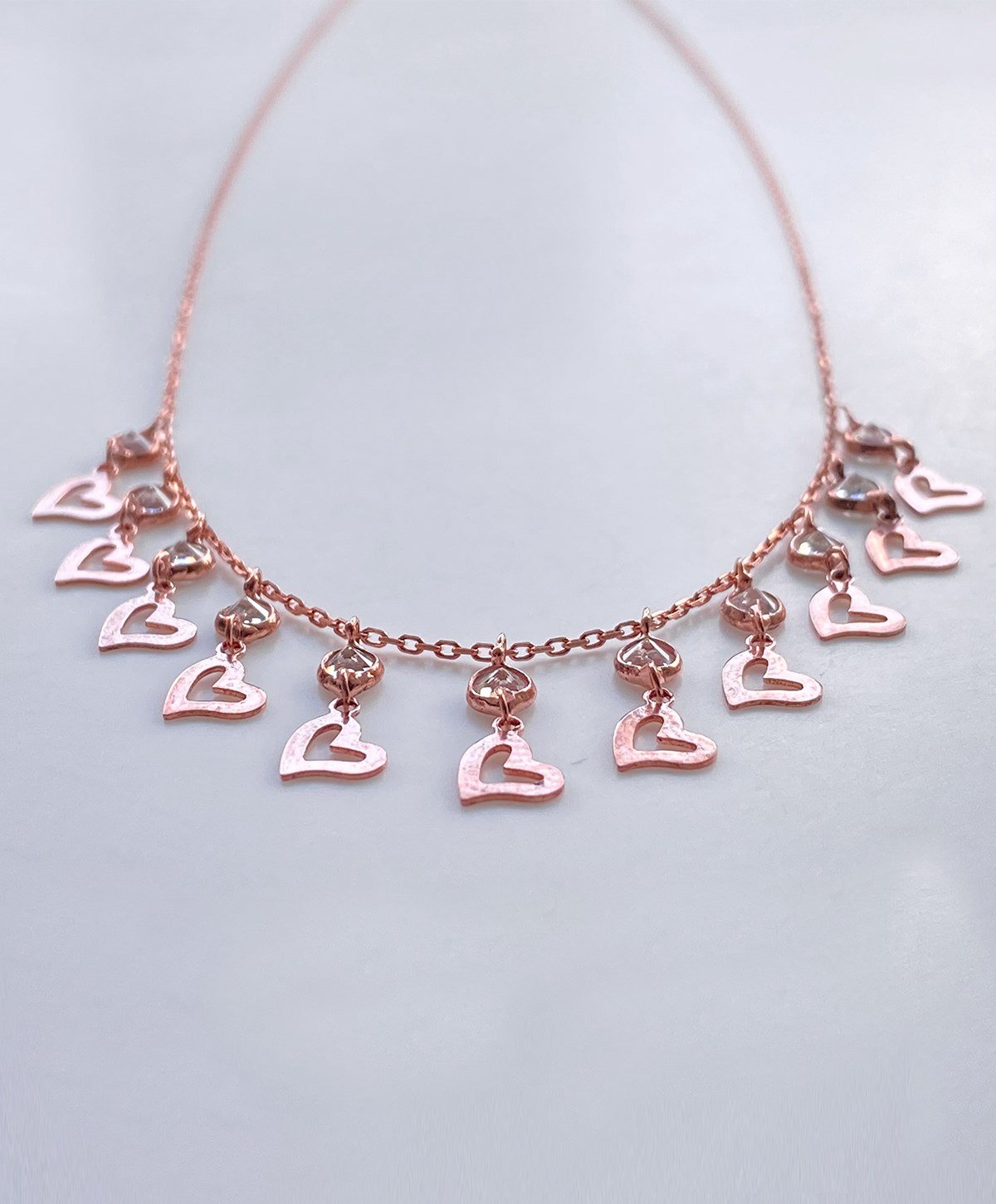 Gurmet Taşlı Kalp Gümüş Kolye