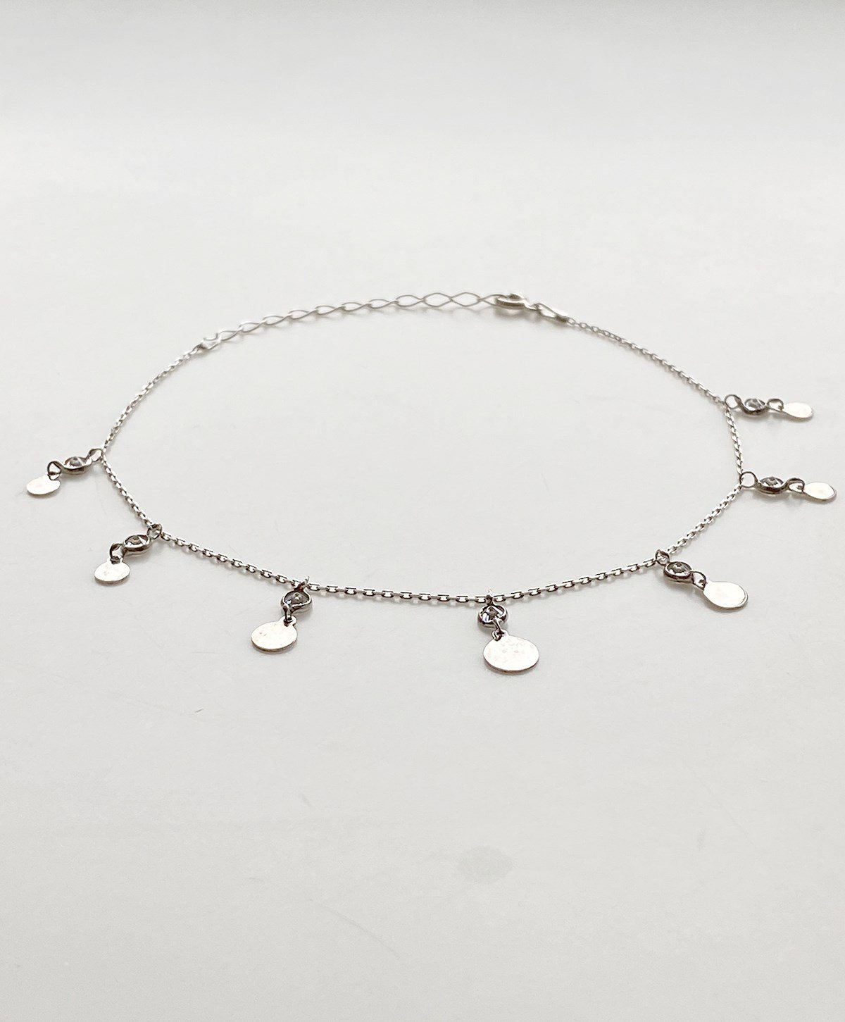 Gurmet Taşlı Yuvarlak Pul Gümüş Halhal