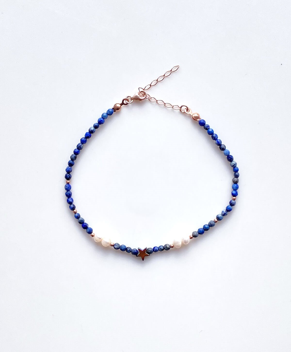 İnci Lapis Hematit Taşlı Doğal Taş Bileklik