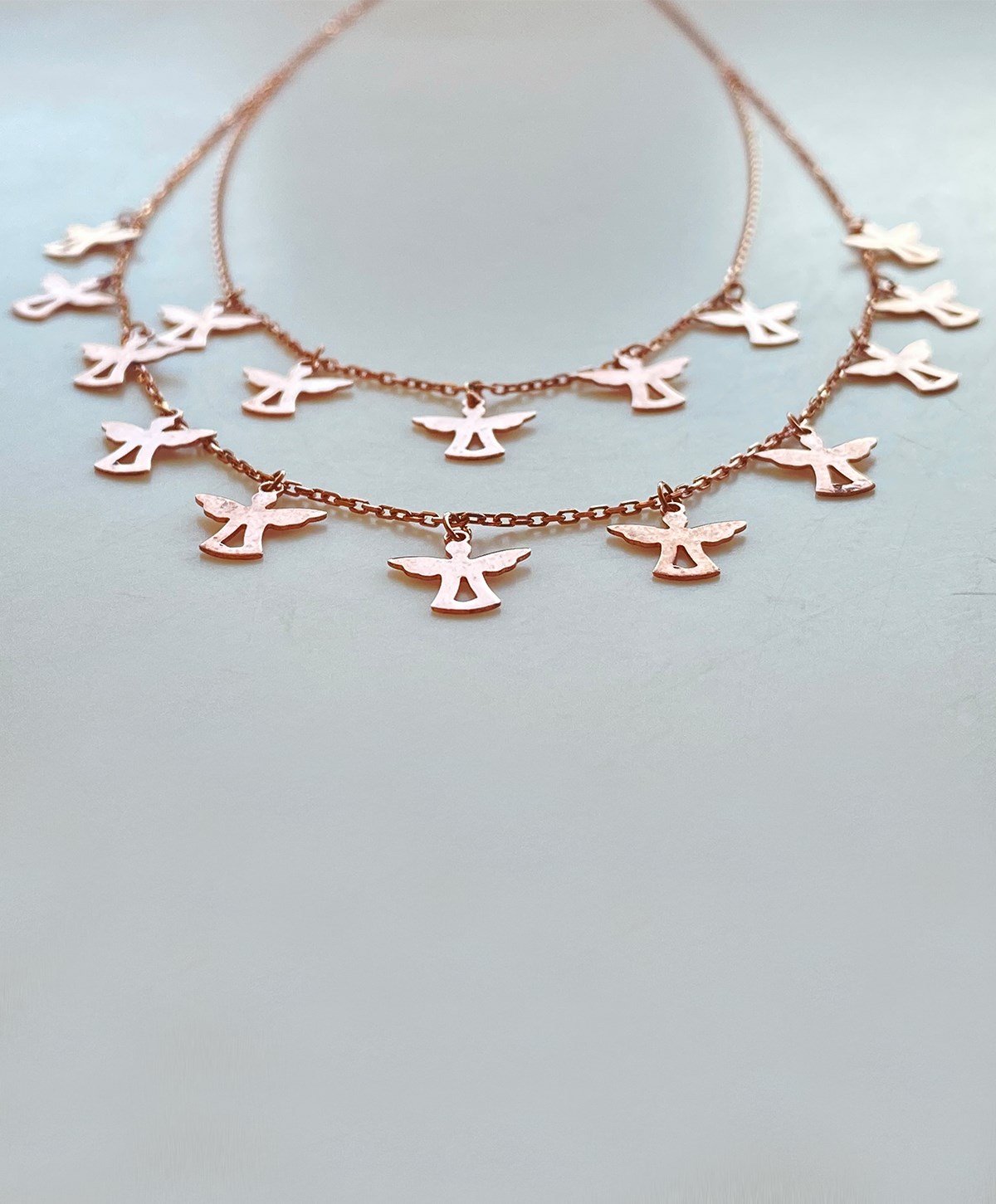 İkili Melek Gümüş Kolye