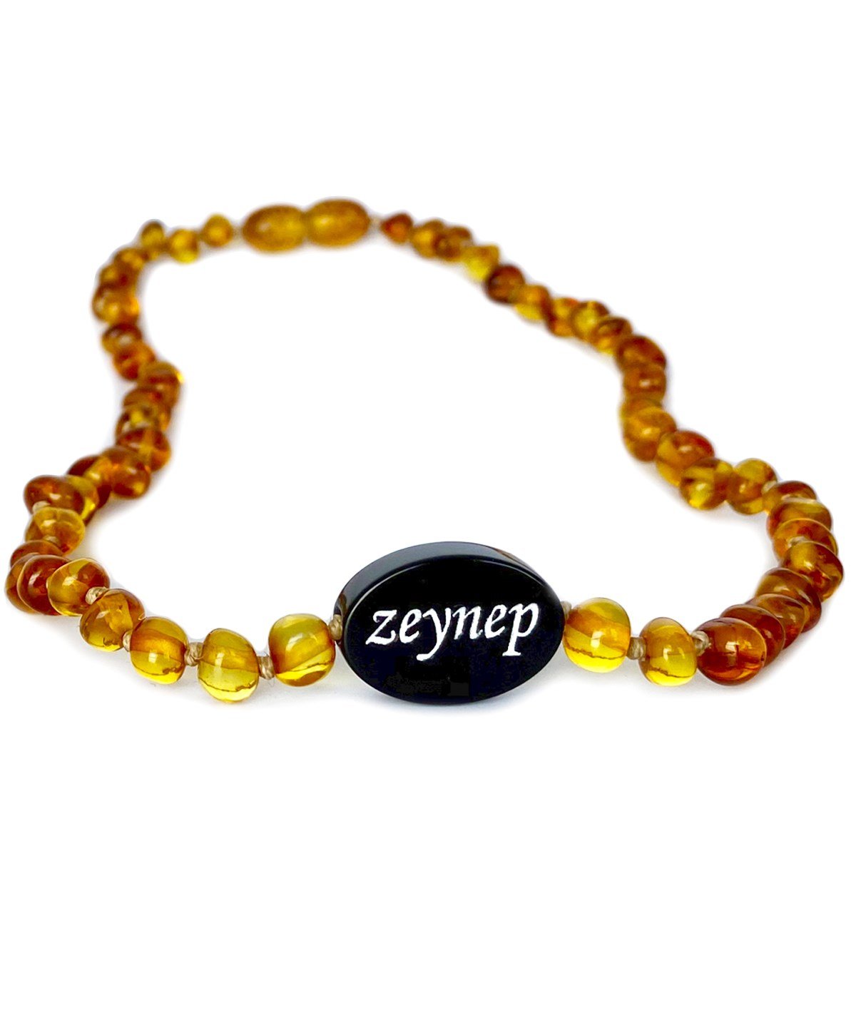 İsimli Bal Rengi Kehribar Kolye