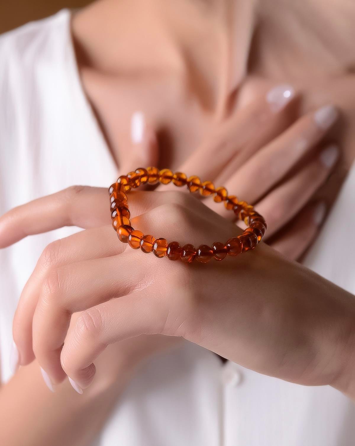 Karamel Kehribar Anne Bileklik