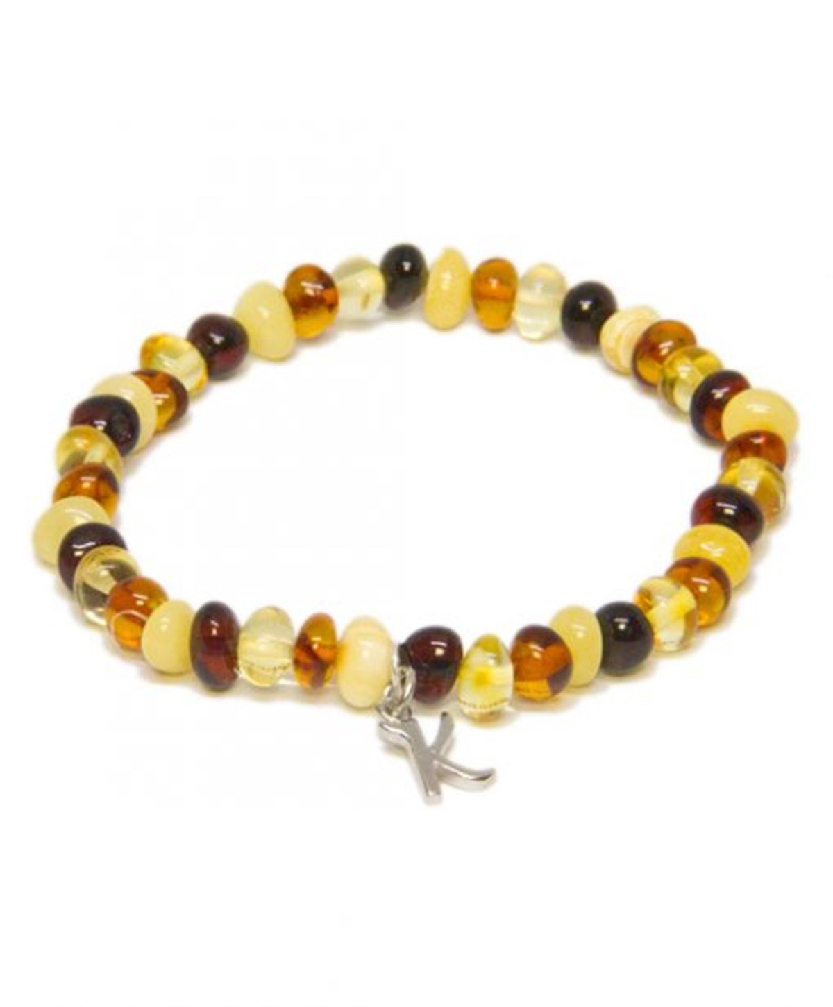 Kişiye Özel Harfli Çok Renkli Anne Kehribar Bileklik