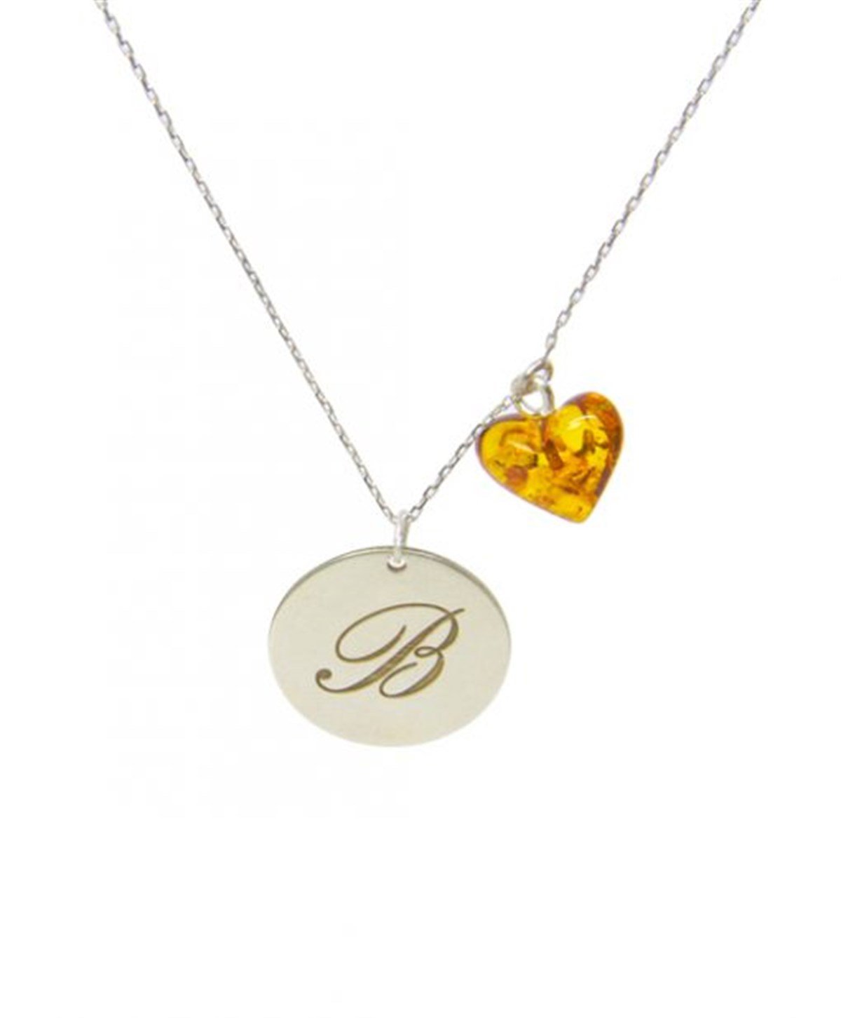 Kişiye Özel Harfli Kalp Anne Kehribar Kolye