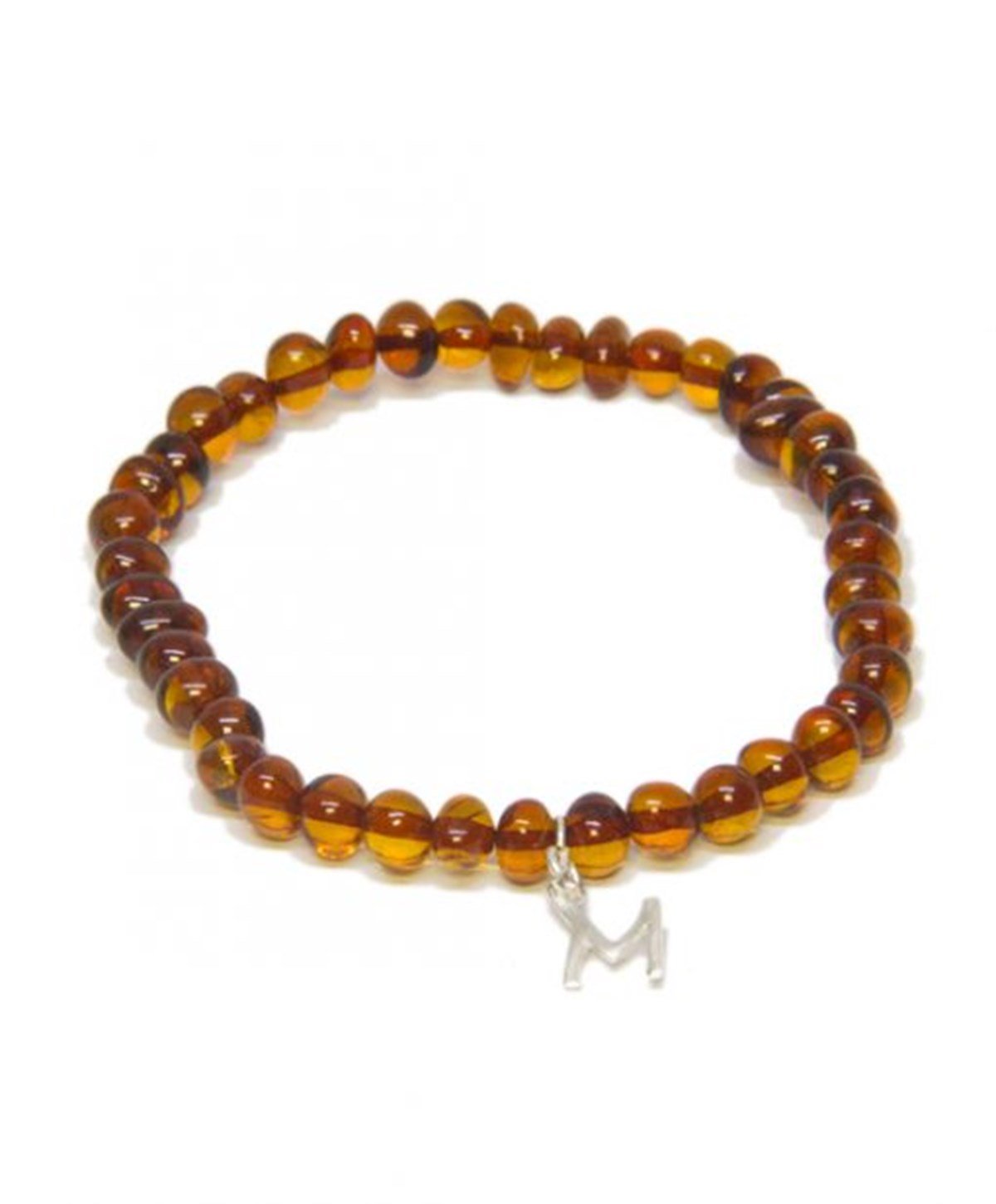 Kişiye Özel Harfli Karamel Rengi Anne Kehribar Bileklik