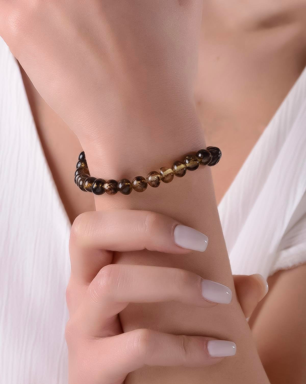 Koyu Yeşil Anne Kehribar Bileklik