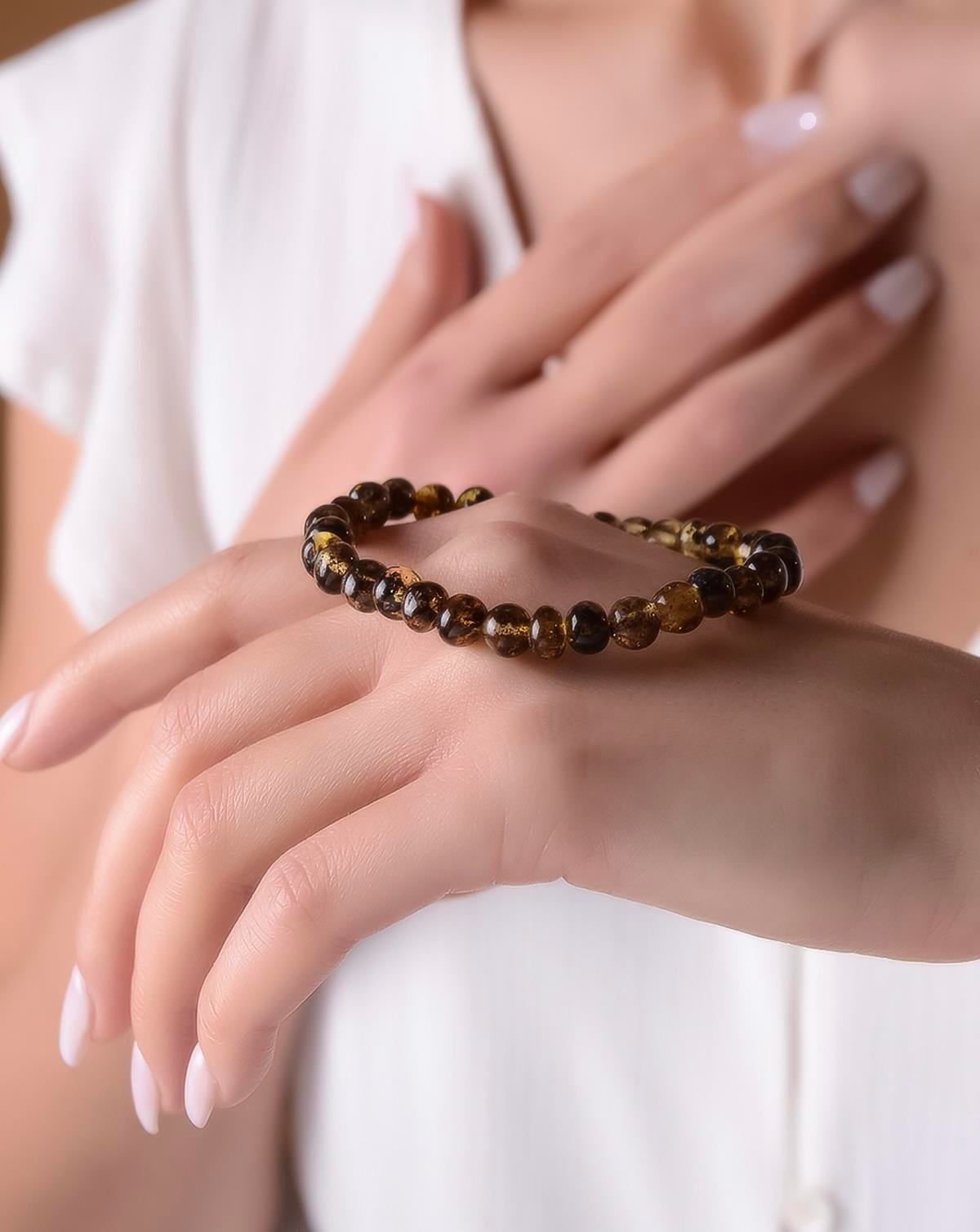 Koyu Yeşil Anne Kehribar Bileklik