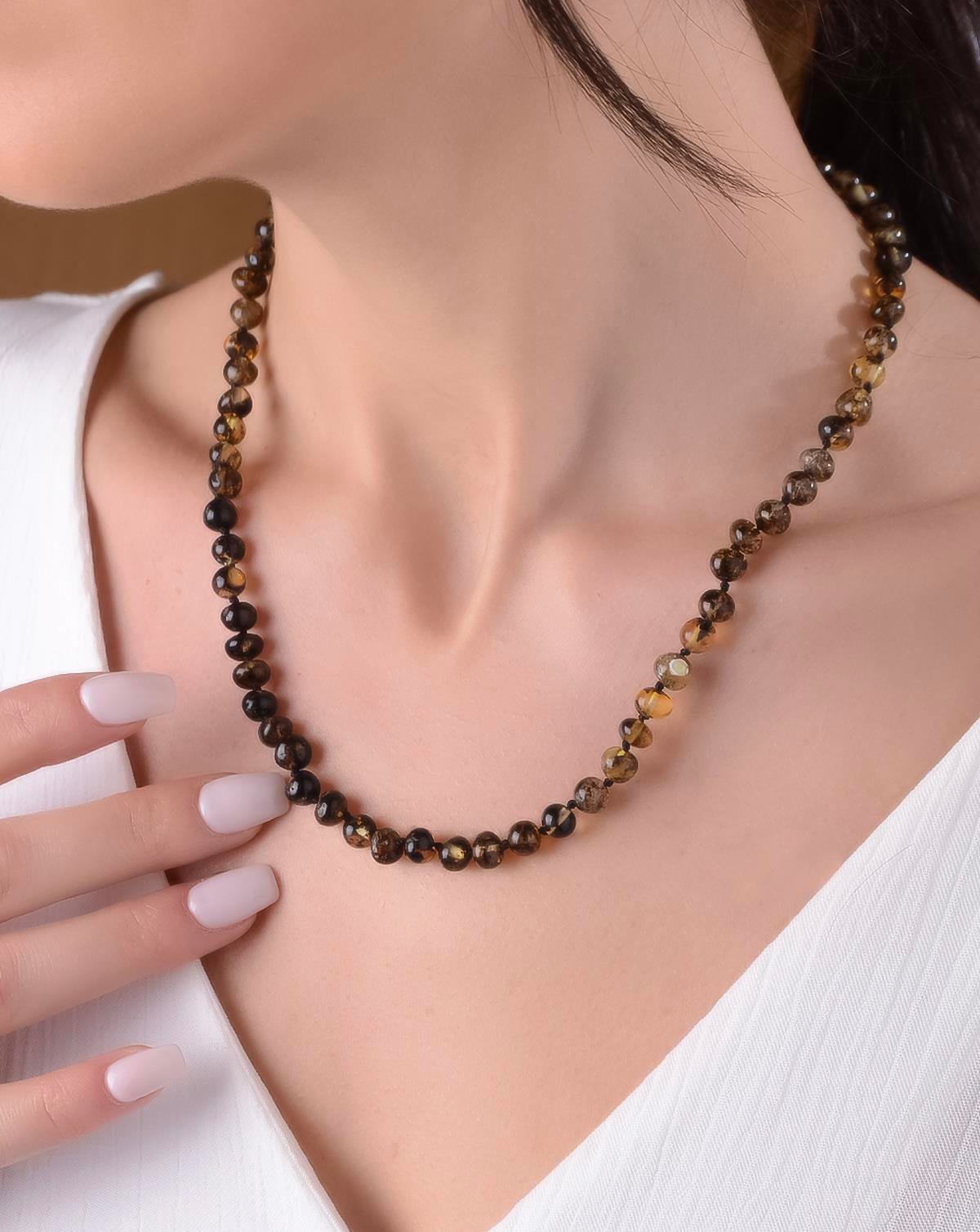 Koyu Yeşil Anne Kehribar Kolye