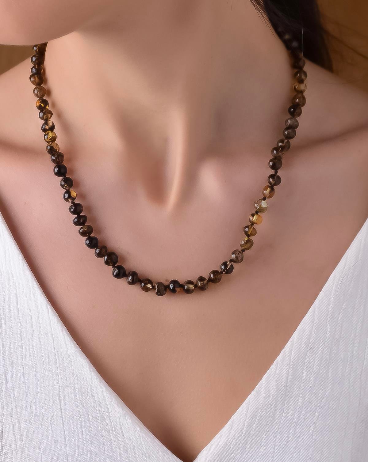 Koyu Yeşil Anne Kehribar Kolye