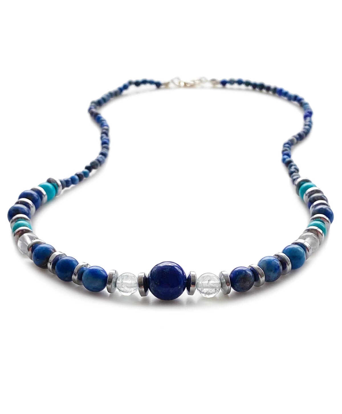 Lapis Turkuaz Kristal Quartz Hematit Taşlı Doğal Taş Kolye