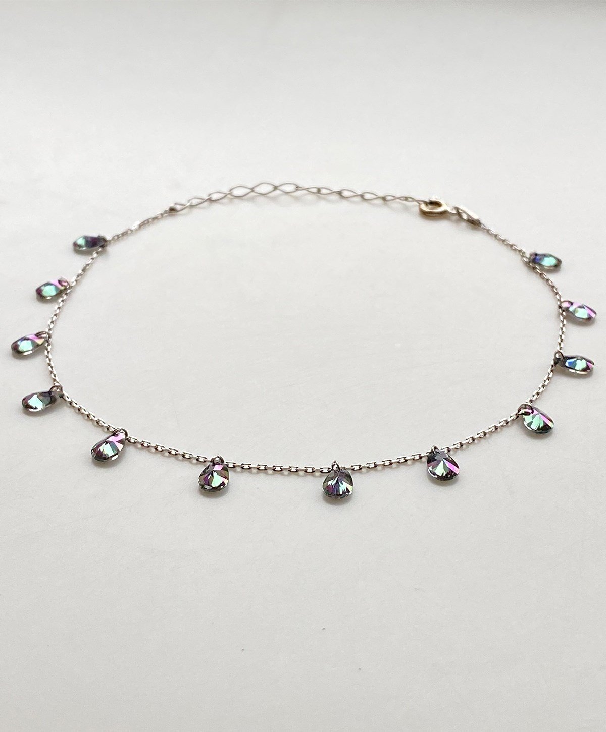 Oval Saydam Siyah Taşlı Gümüş Halhal