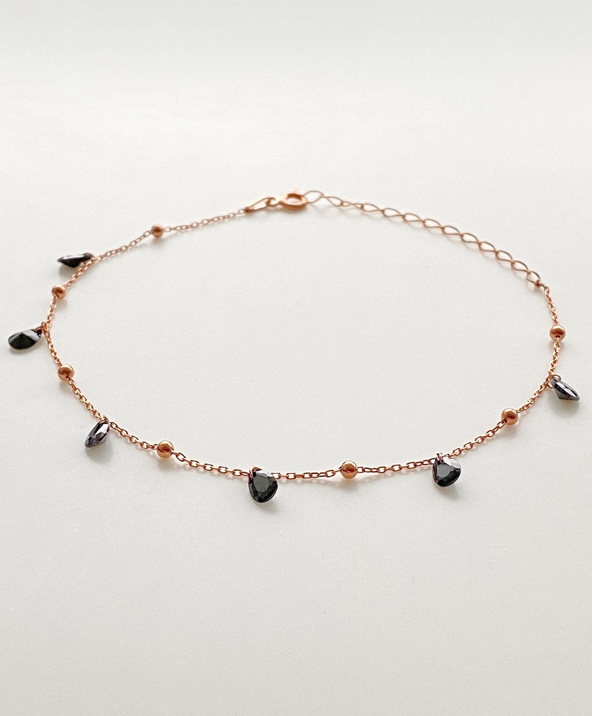 Oval Siyah Taşlı Top Detaylı Gümüş Halhal