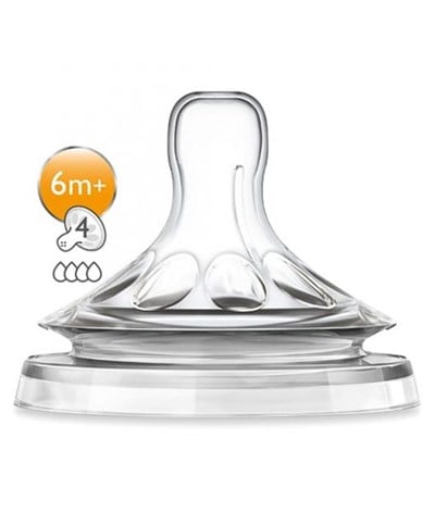 Philips Avent Natural Biberon Emziği, 4 delik, 6m+ 2'li