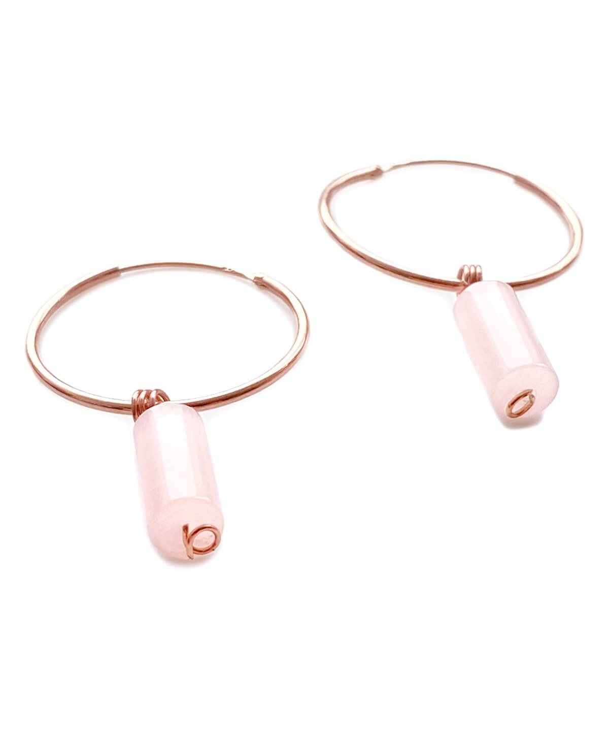 Quartz Taşlı Halka Gümüş Küpe