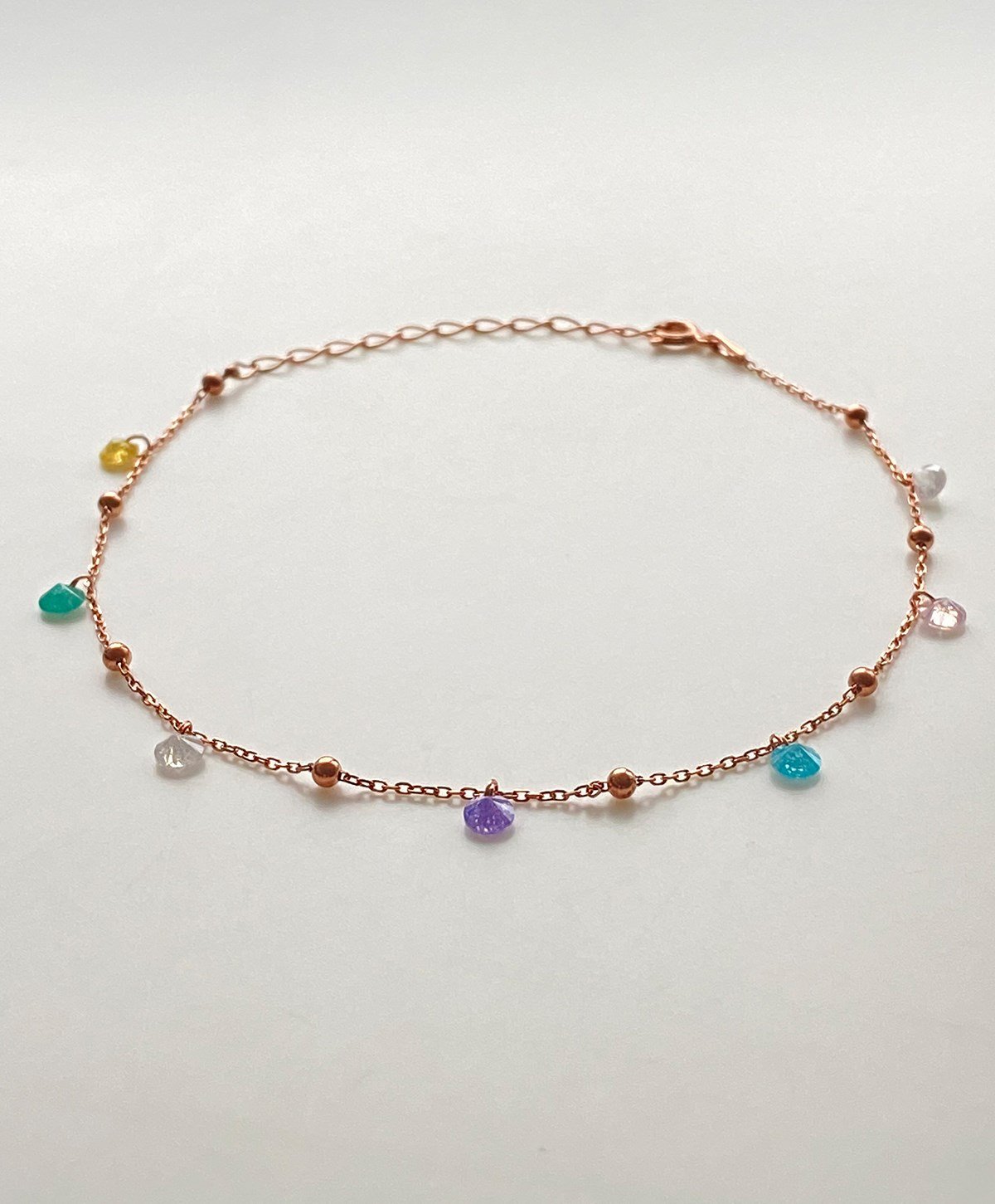 Renkli Taşlı Gümüş Halhal