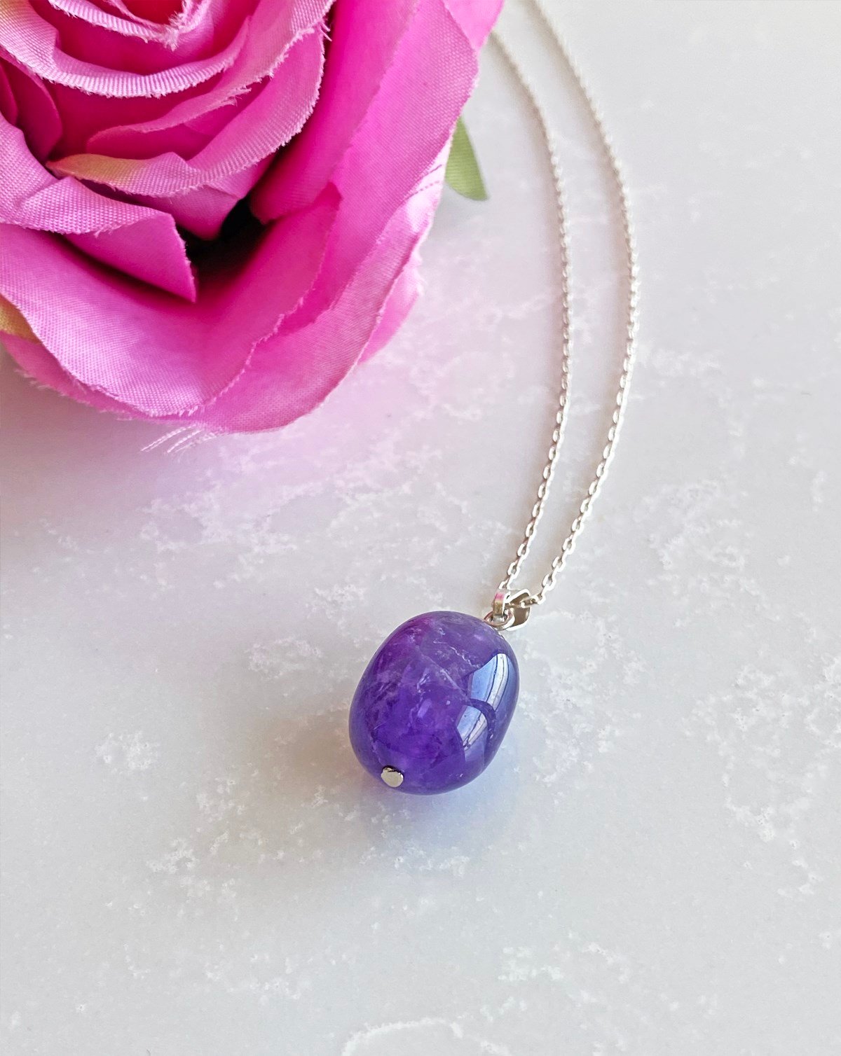 Silindir Ametist Kolye