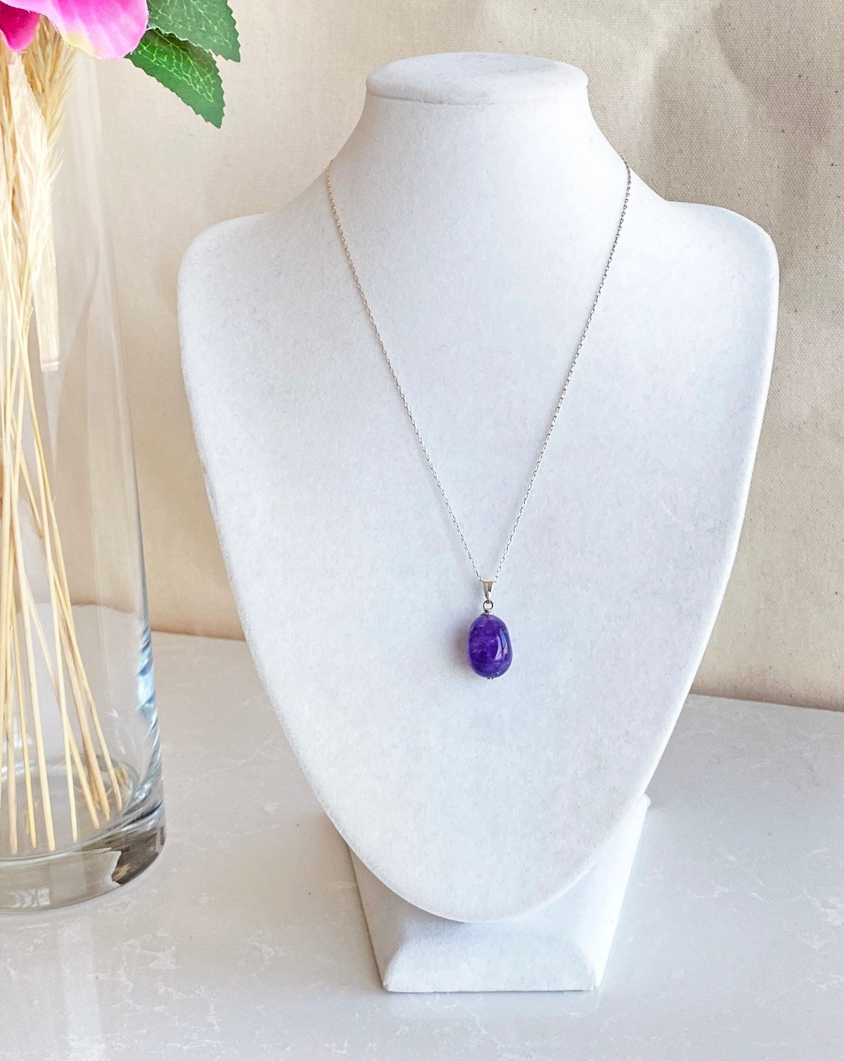 Silindir Ametist Kolye