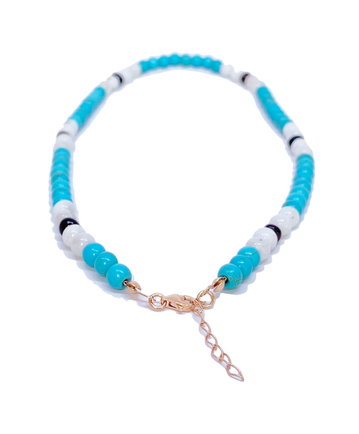 Turkuaz Ay Taşlı Gümüş Zincirli Vişne Rengi Anne Kehribar Kolye