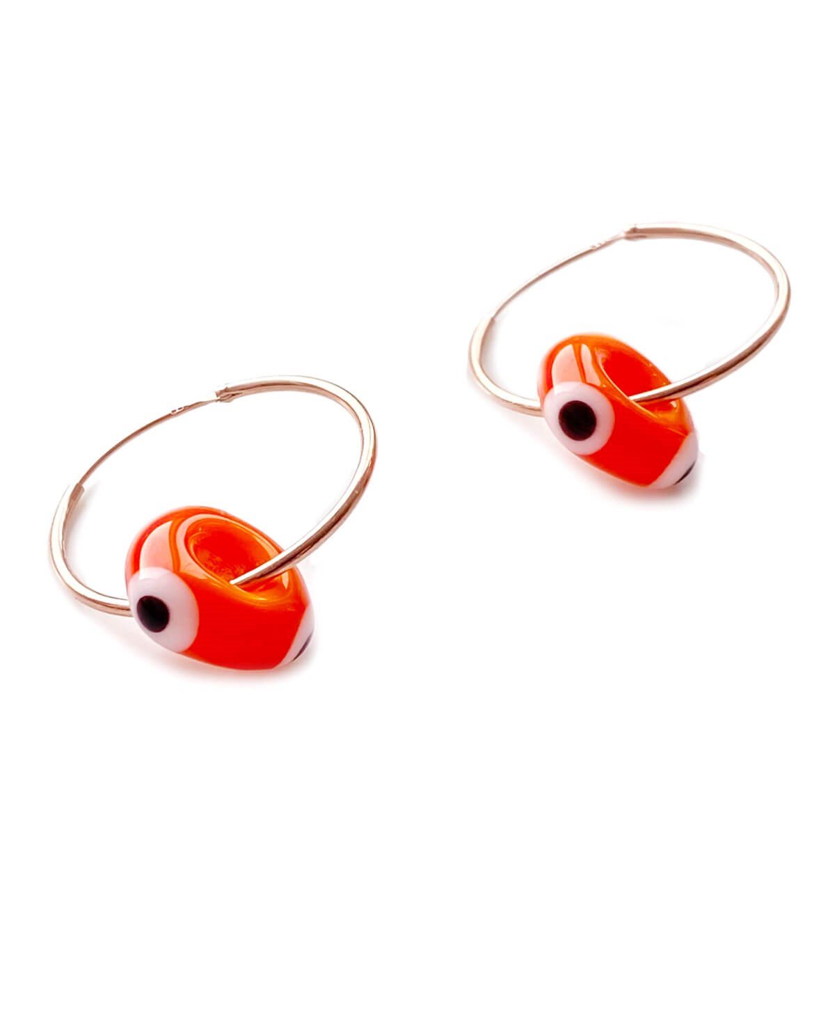 Turuncu Bodrum Boncuğu Halka Gümüş Küpe