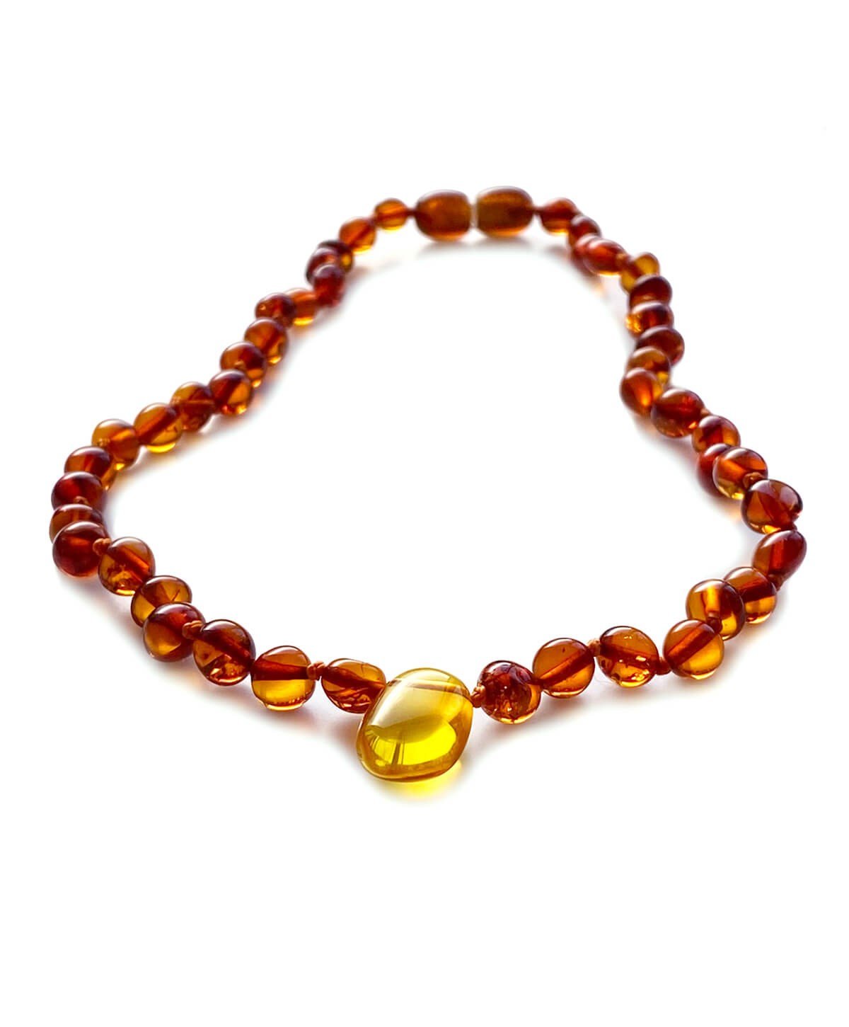 Uçlu Karamel Rengi Kehribar Kolye