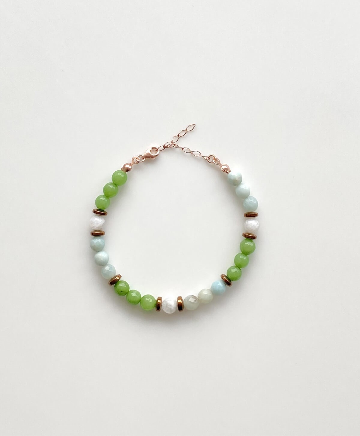 Yeşim Ay Amazonit Hematit Taşlı Doğal Taş Bileklik