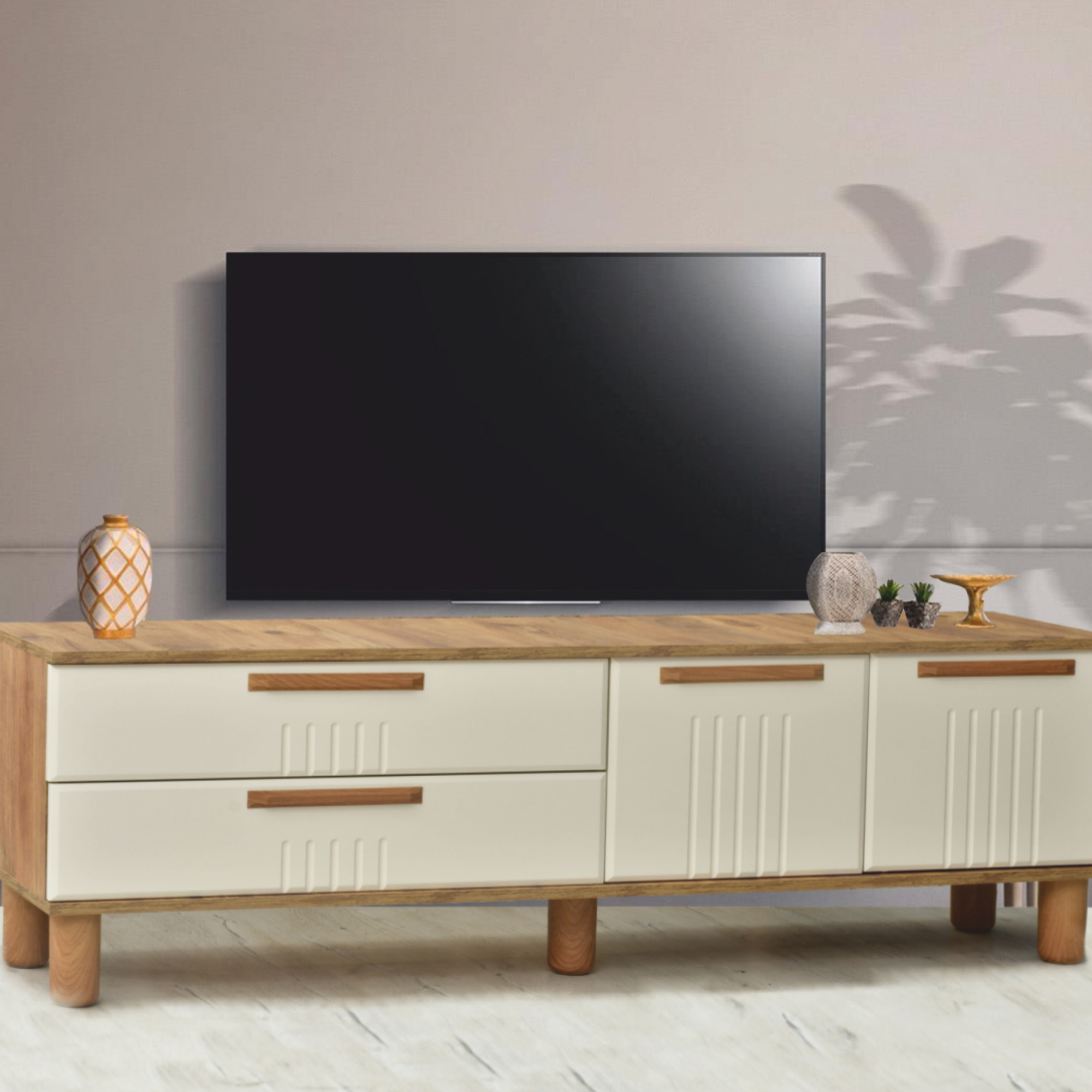 Dia Tv Sehpası - Atlantik Çam - Krem